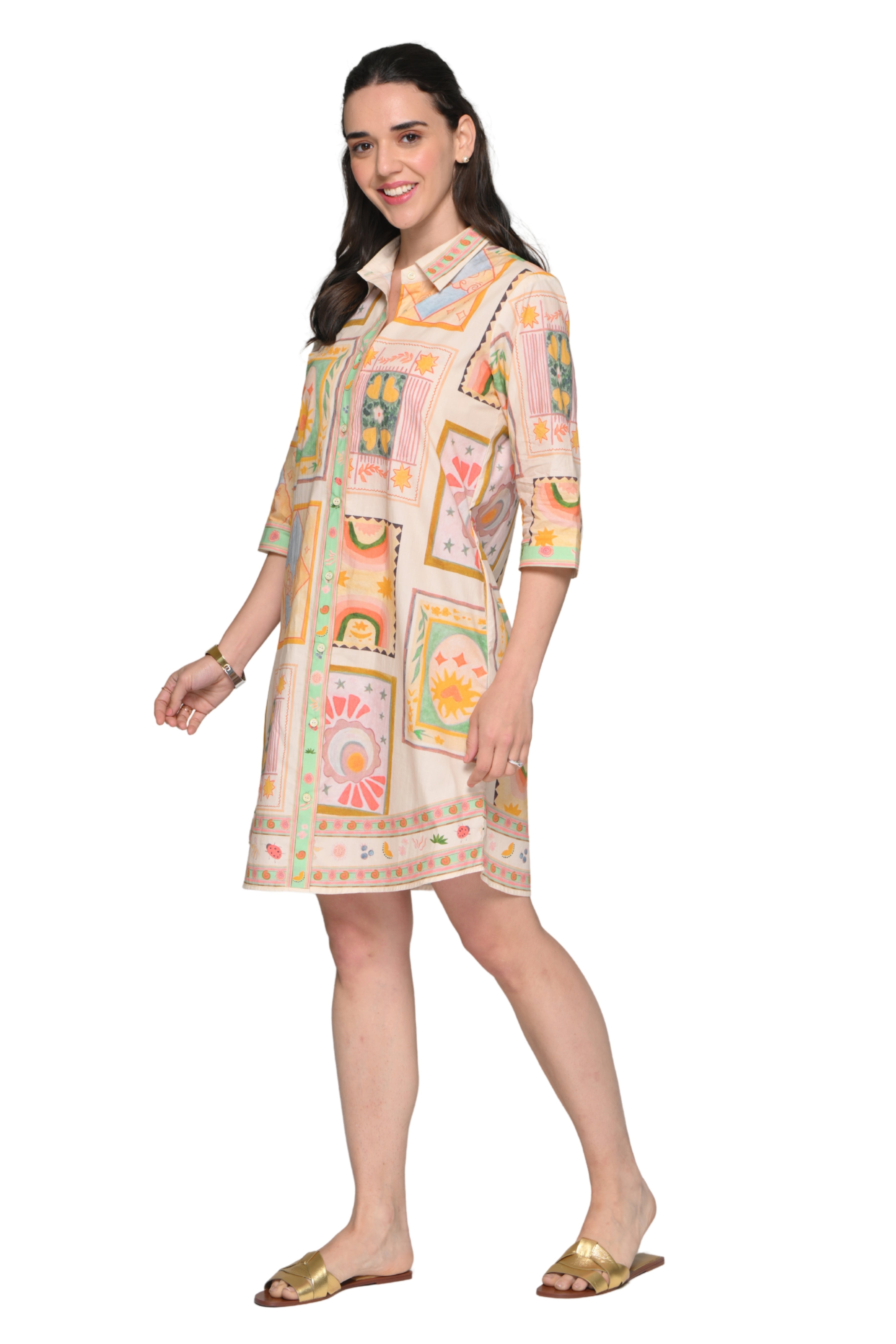 Taroob Skies & Sorbet Poplin Dress