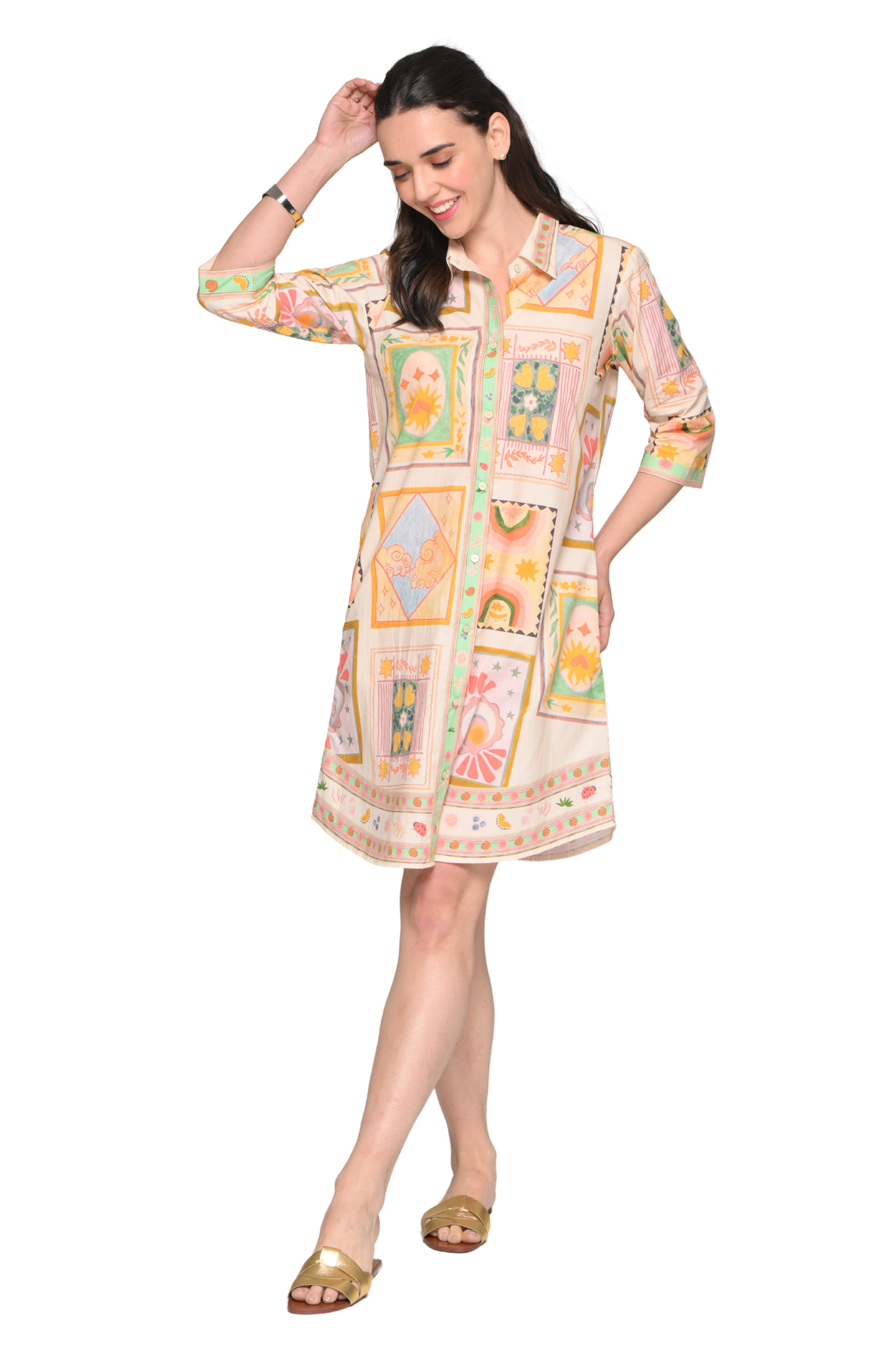 Taroob Skies & Sorbet Poplin Dress