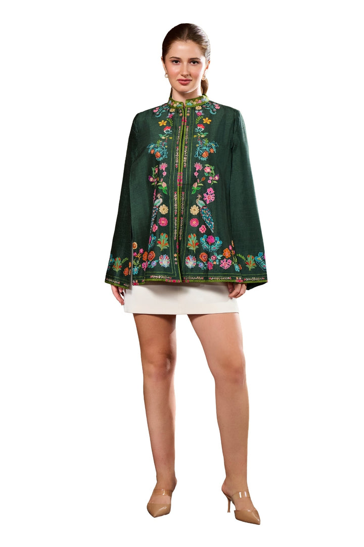 Taroob Dancing Feathers Kalamkari Cape