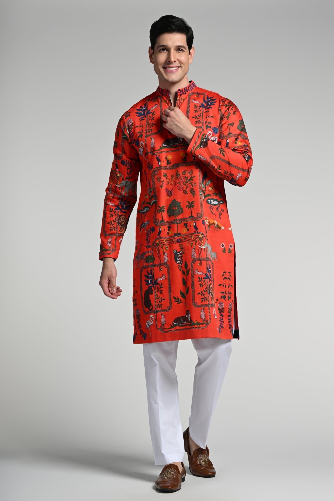 Printed Safari Kurta Pajama Set – Men's – Image 8 | Taroob