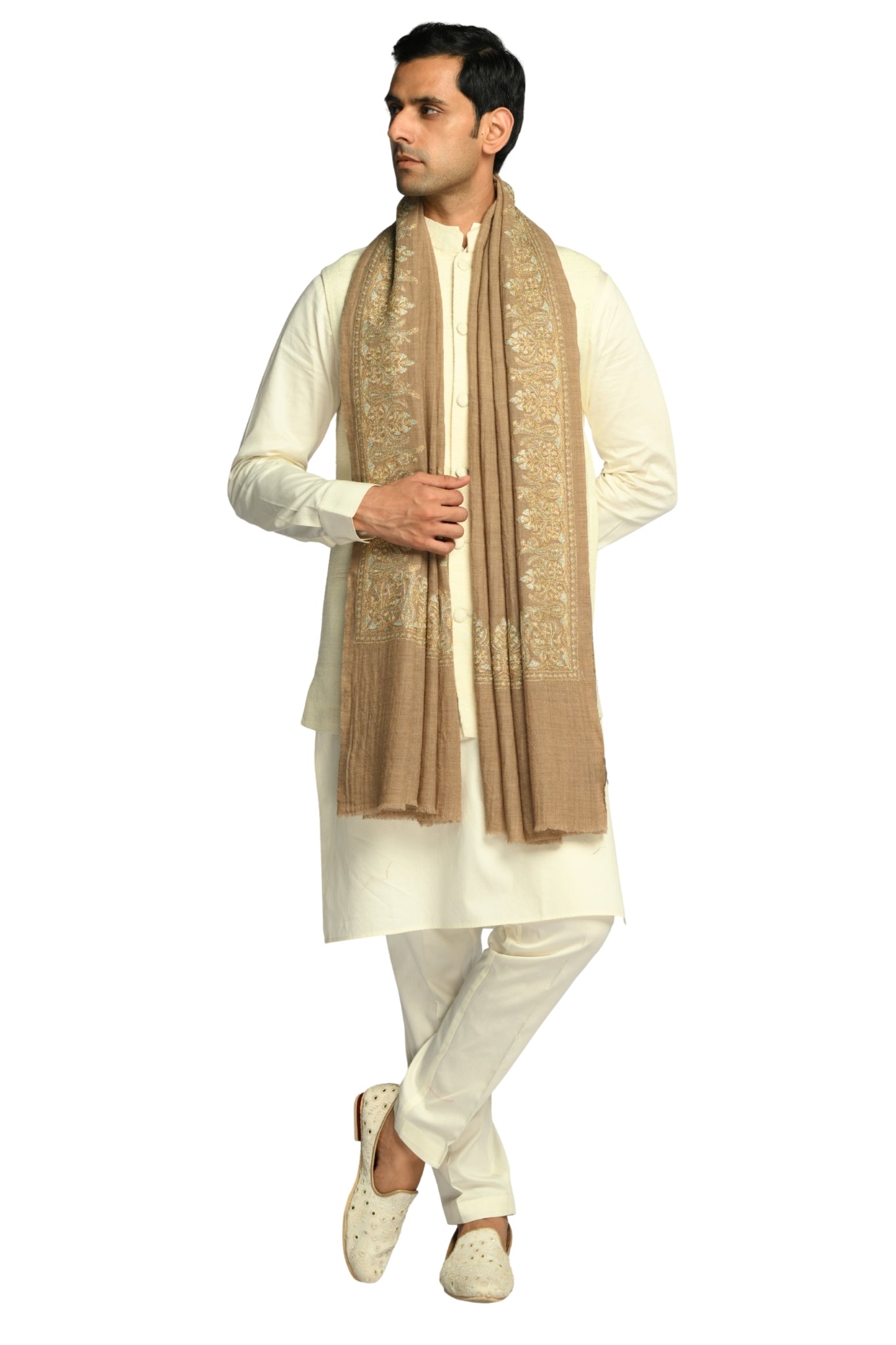 Taroob Signature Tilla Border Wool Shawl