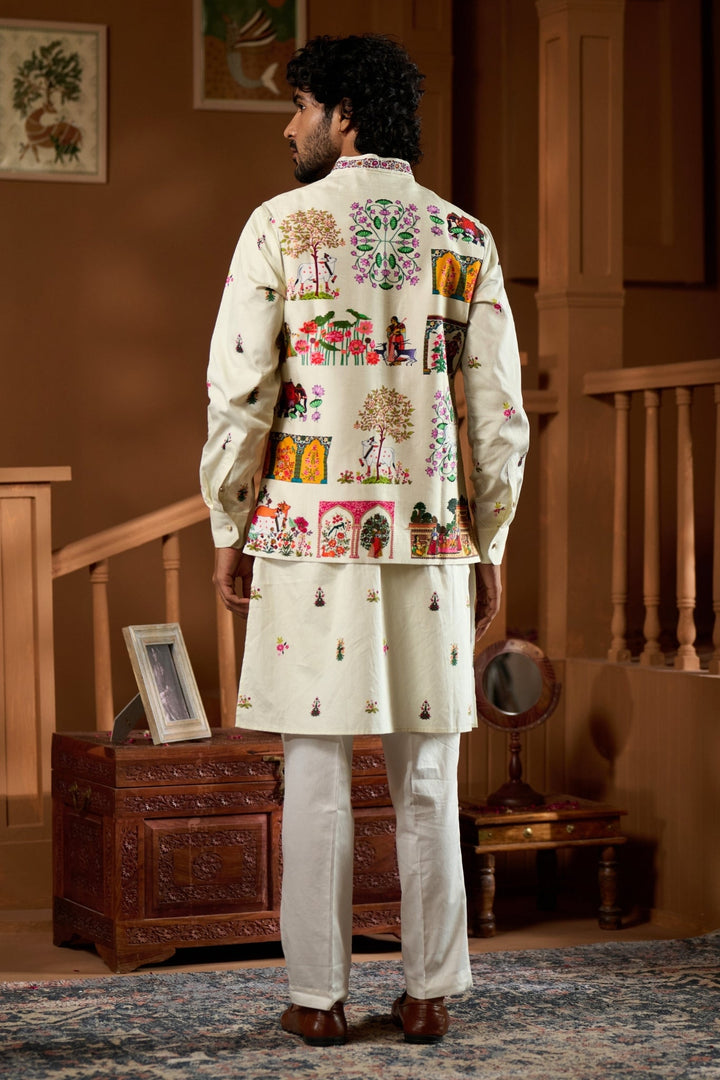 Taroob Embroidered Pichwai Nehru Jacket