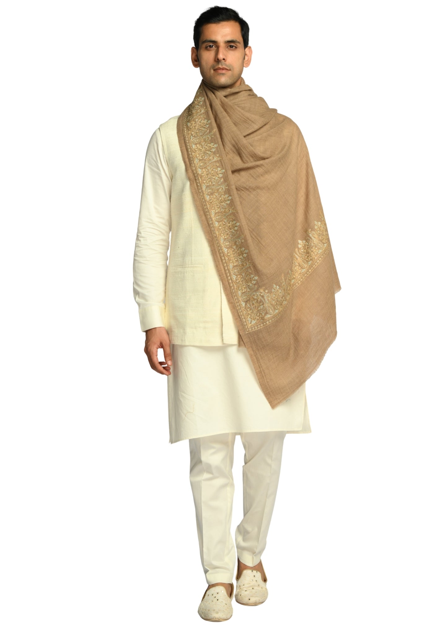 Taroob Signature Tilla Border Wool Shawl