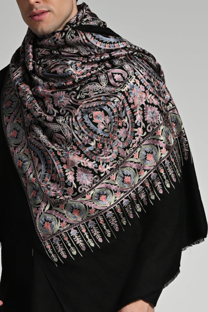 Taroob Embroidered Aari Fine Wool Stole