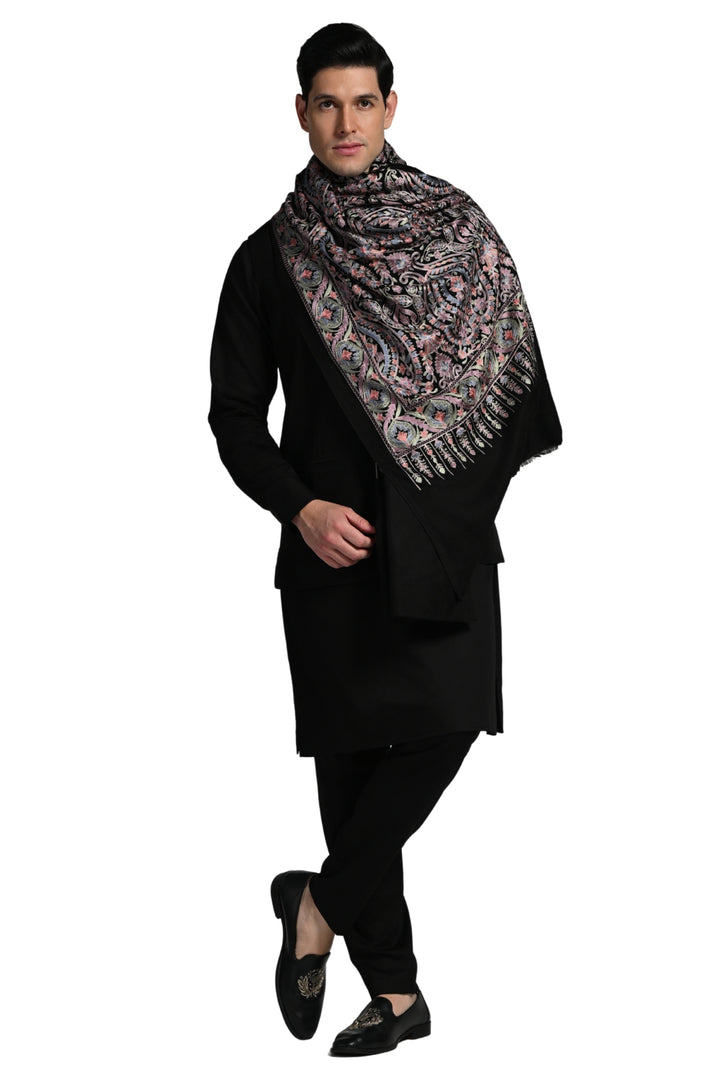 Taroob Embroidered Aari Fine Wool Stole