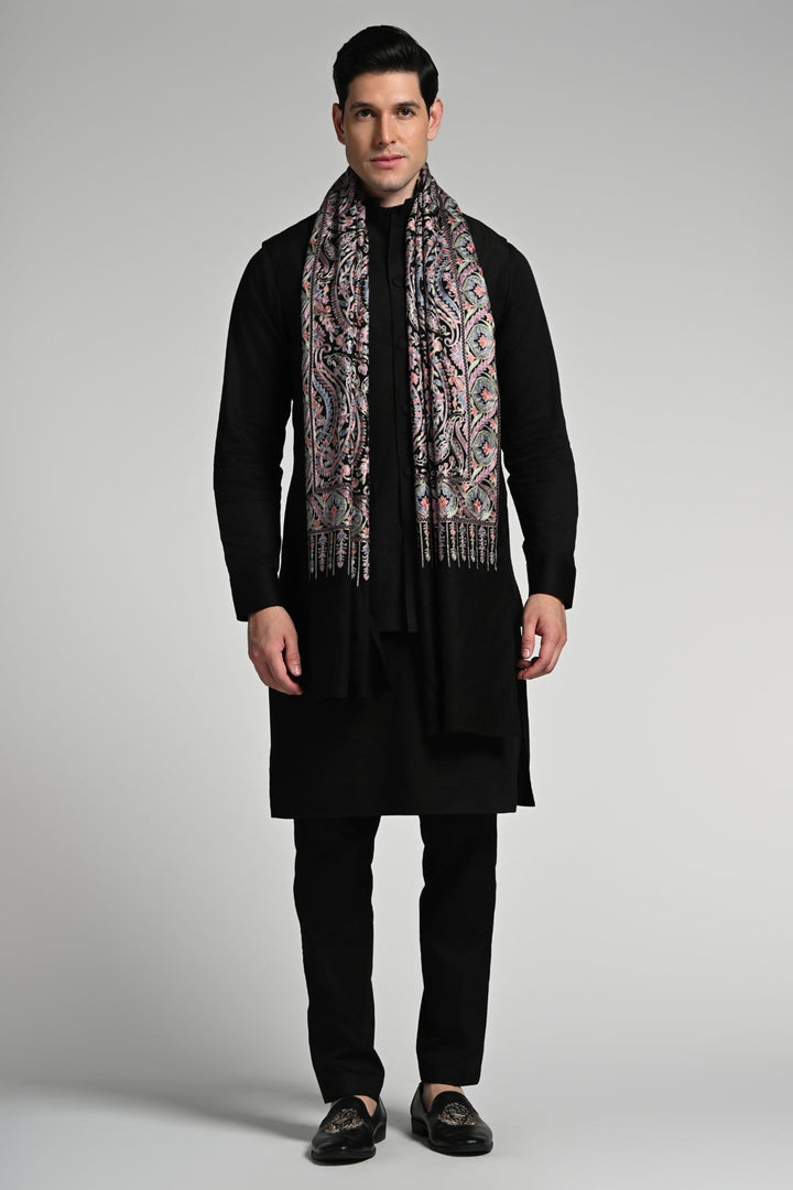 Taroob Embroidered Aari Fine Wool Stole