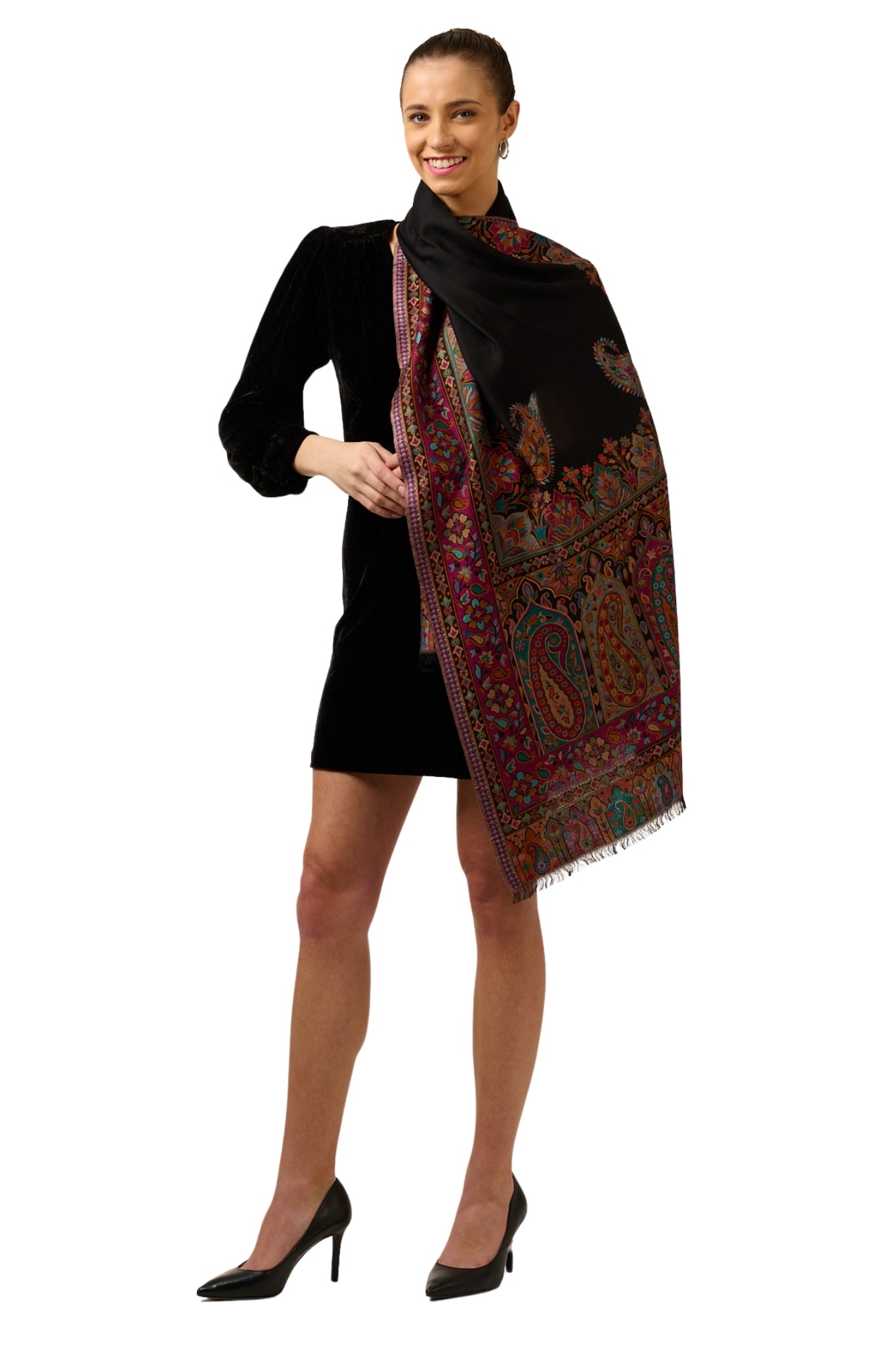 Taroob Kingri Border Kashmiri Silk Kaani Stole