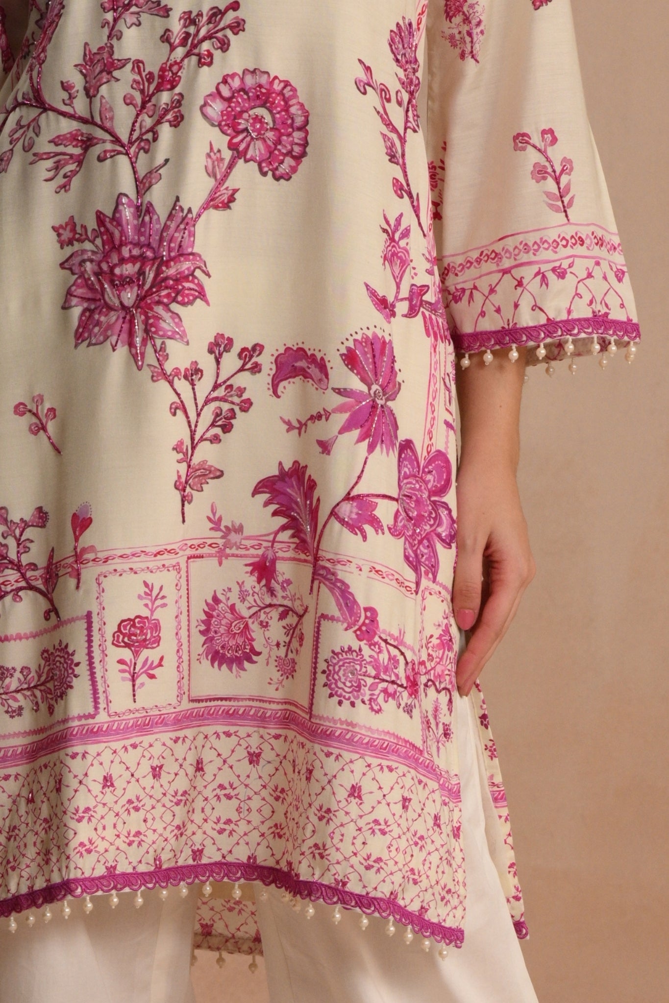Fuchsia Pink Gulposh EmrboideredKurta Set Taroob