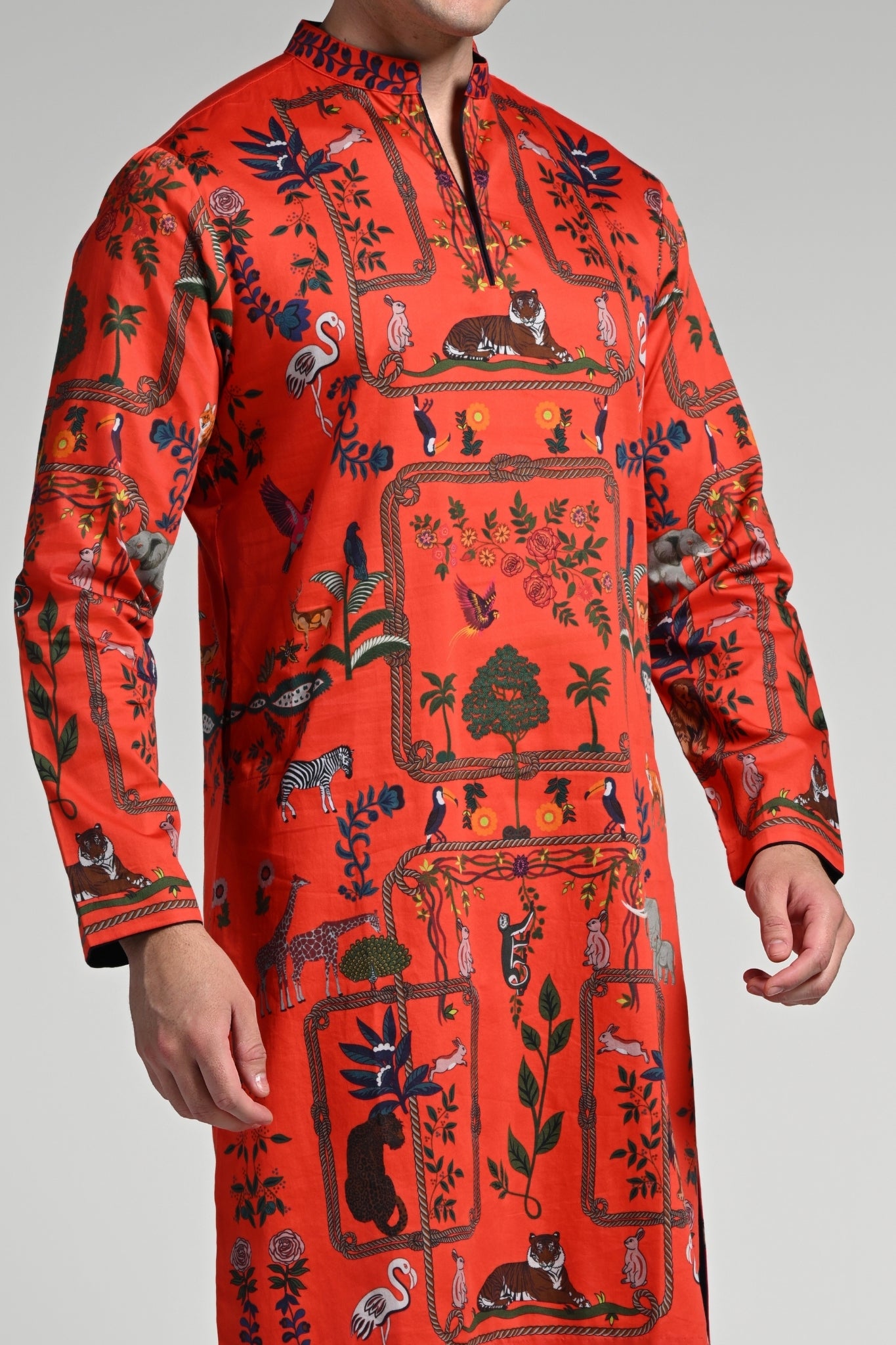 Printed Safari Kurta Pajama Set – Men's – Image 7 | Taroob