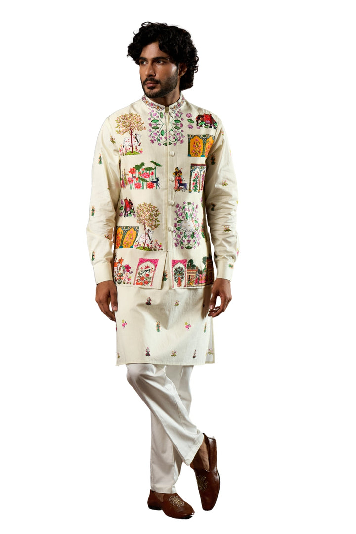 Taroob Embroidered Pichwai Nehru Jacket