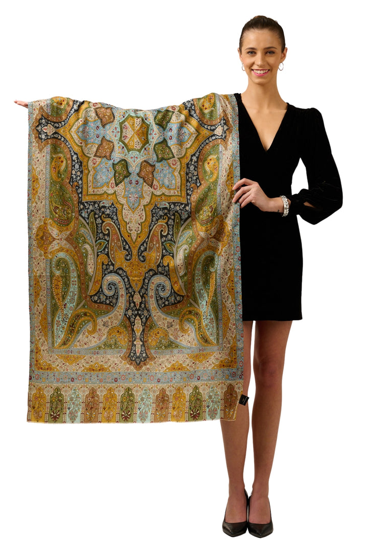 Taroob Super Fine Kashmiri Wool Kalamkar Stole