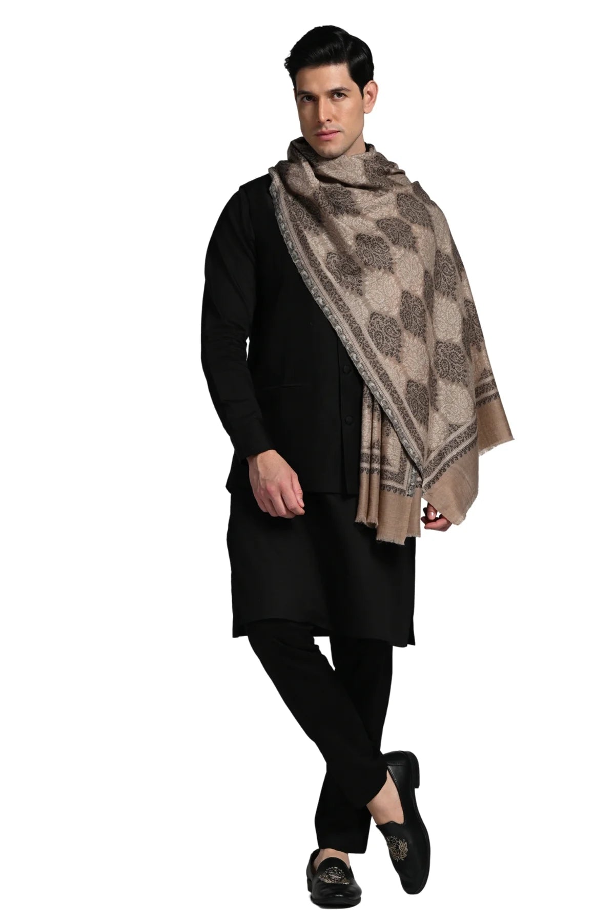 Taroob Couple Gift Set of Wool Silk Stole for Him & Silk Stole for Her