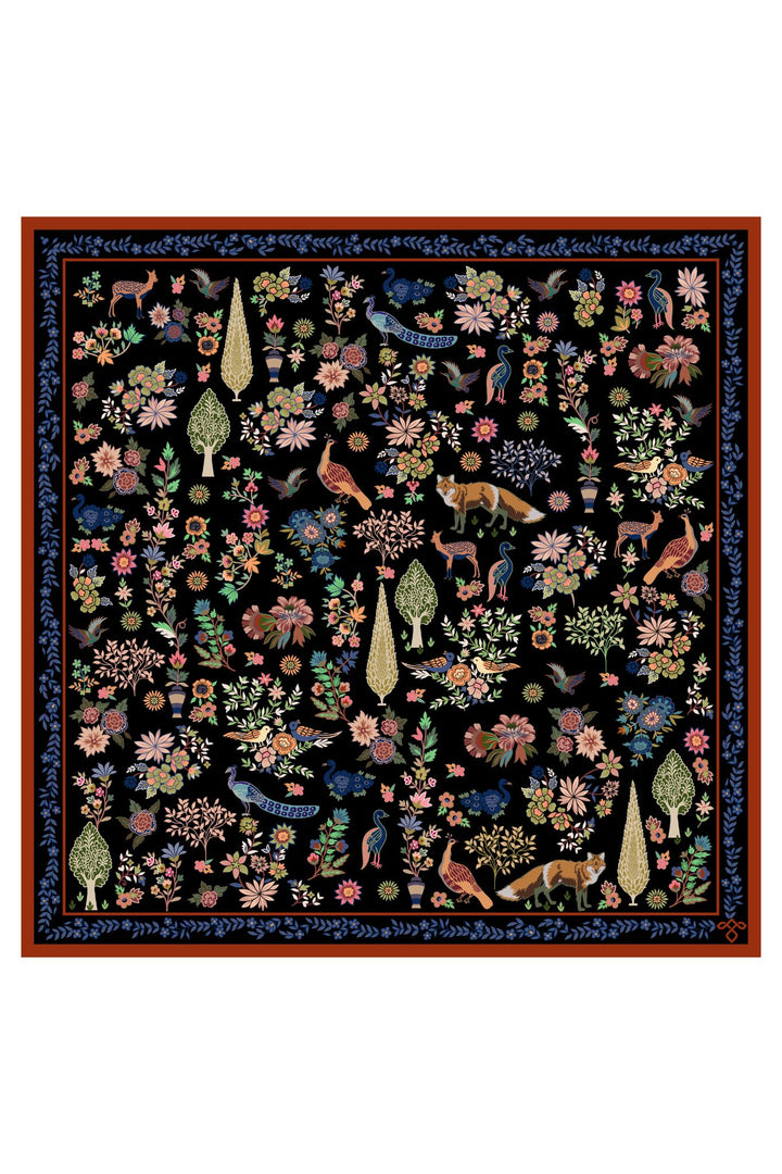 Taroob Silk Linen Safari Pocket Square Black