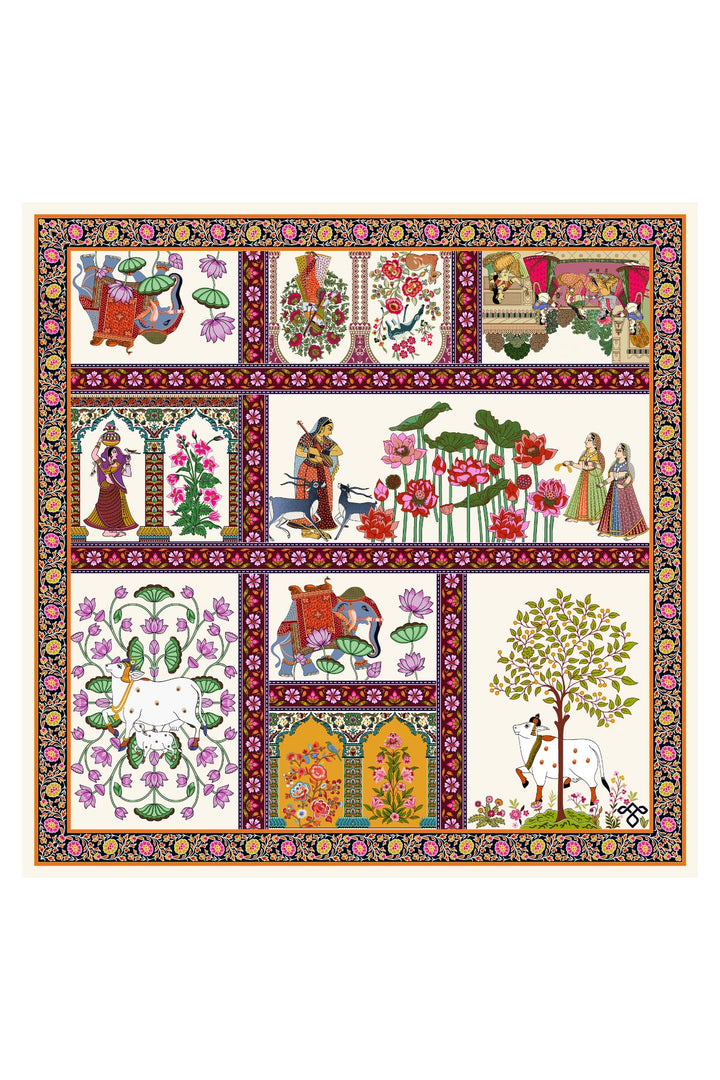 Taroob Silk Linen Pichwai Pocket Square