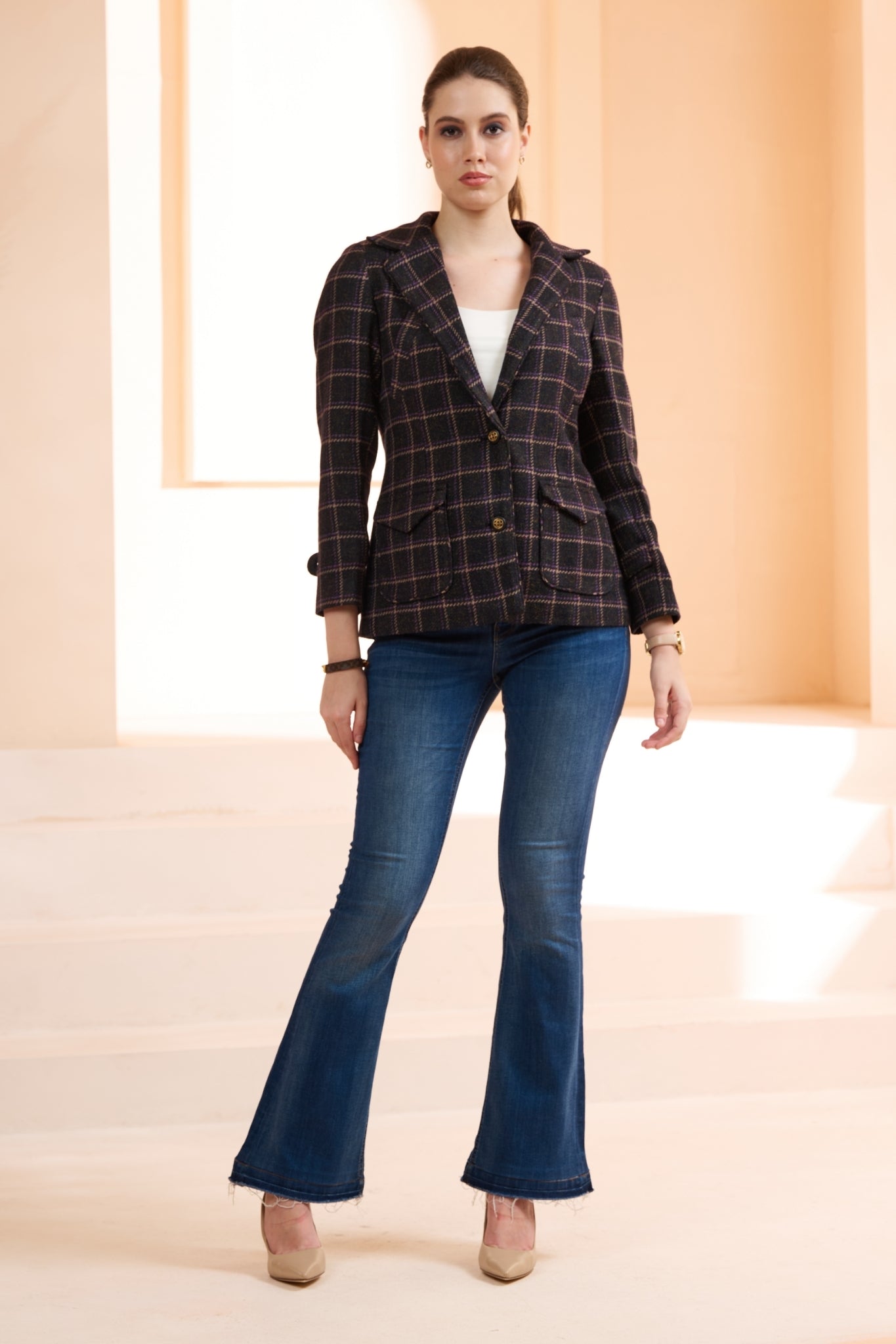 Taroob Scottish Plaid Wool Blazer