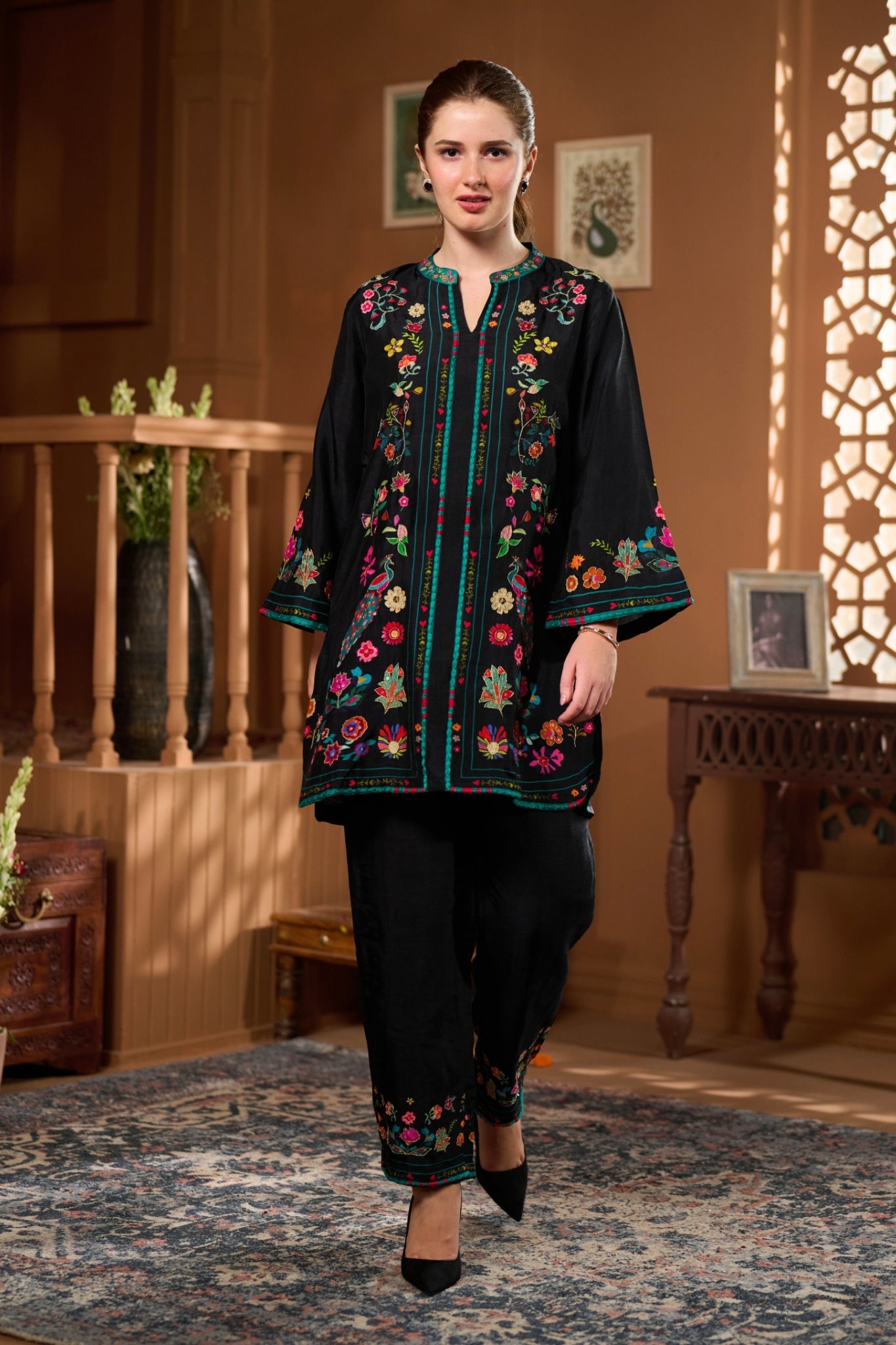 Taroob Dancing Feathers Embroidered Co-ord Set