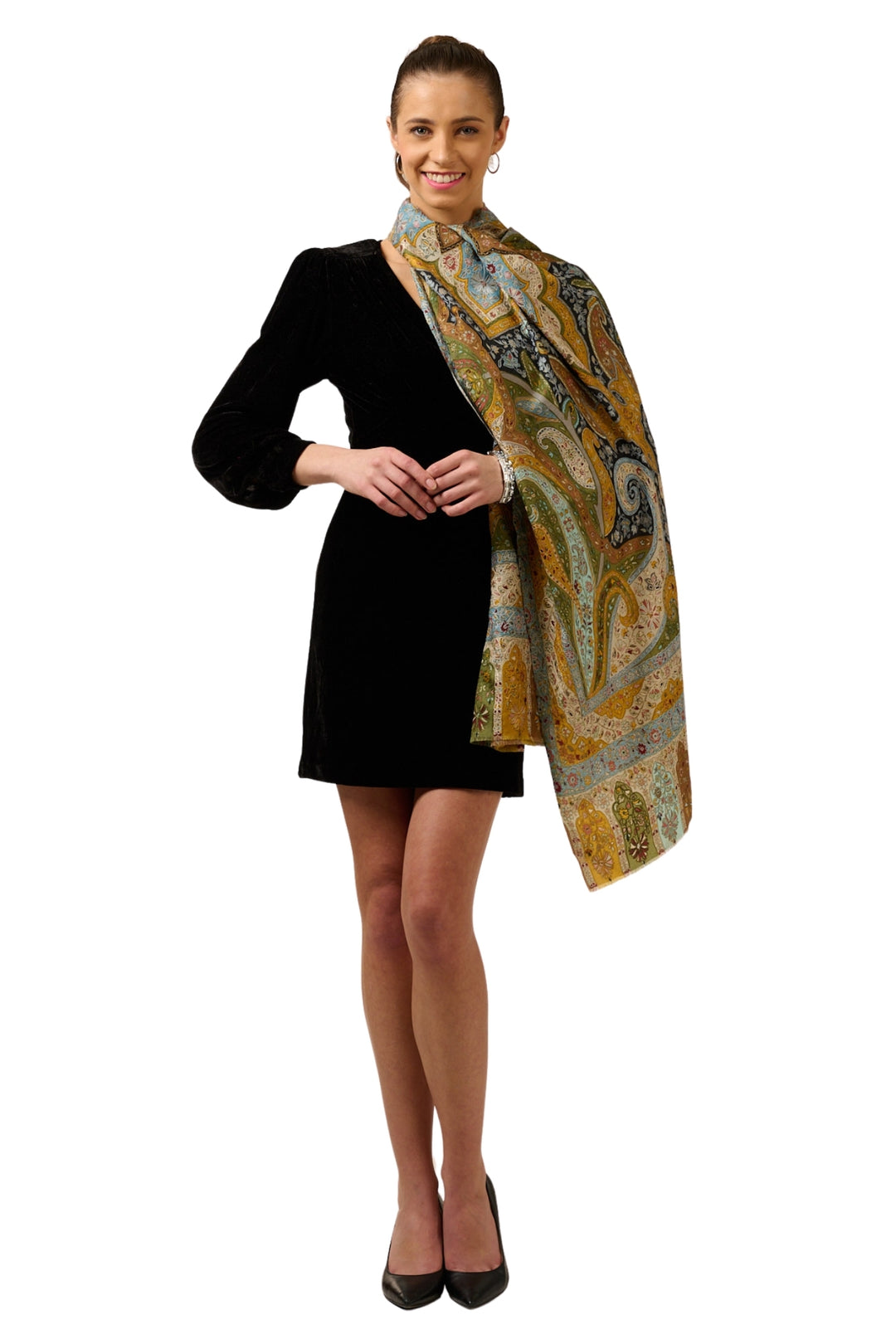 Taroob Super Fine Kashmiri Wool Kalamkar Stole