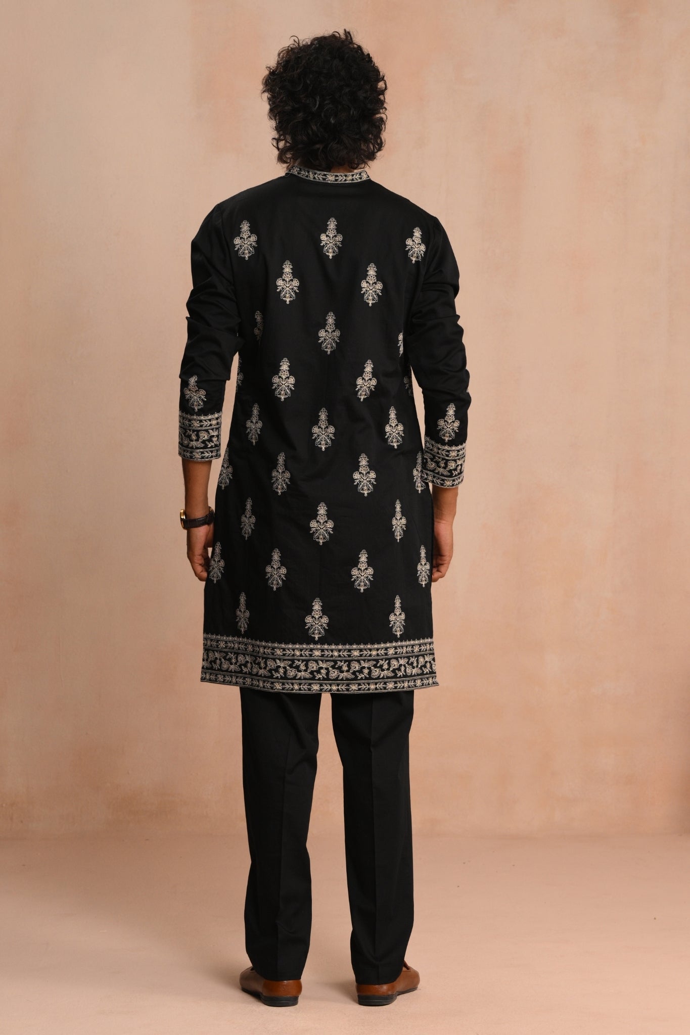 Black Shehzaad Embroidered  Kurta Pajama Set