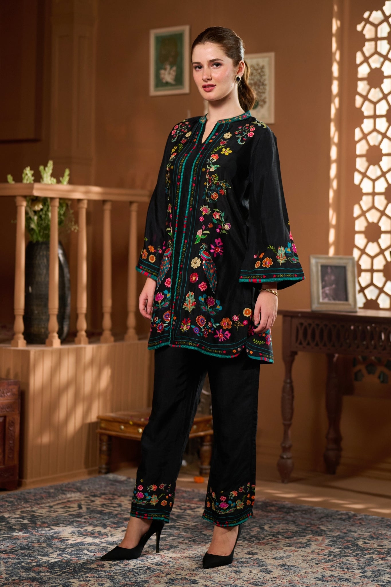 Taroob Dancing Feathers Embroidered Co-ord Set