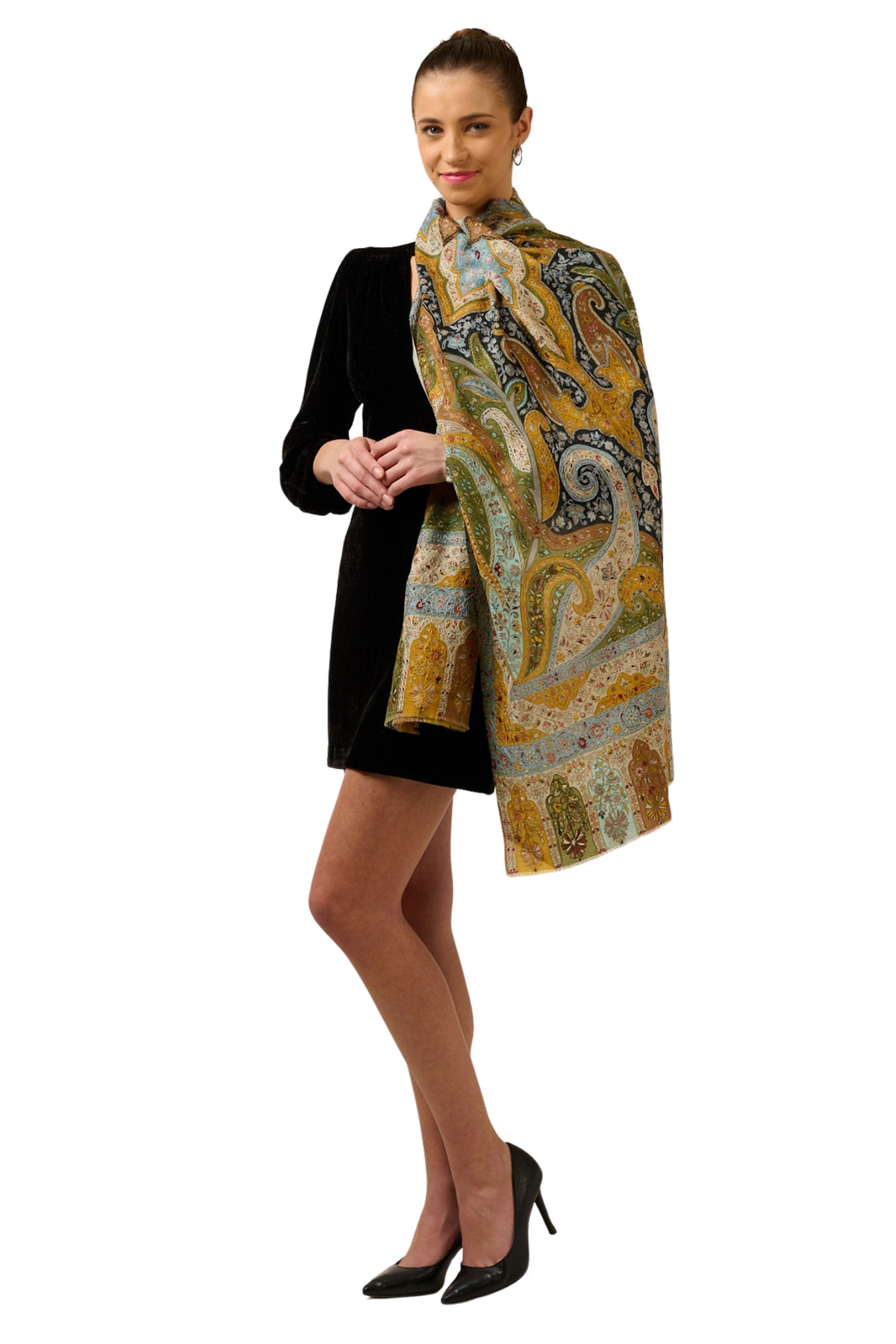 Taroob Super Fine Kashmiri Wool Kalamkar Stole