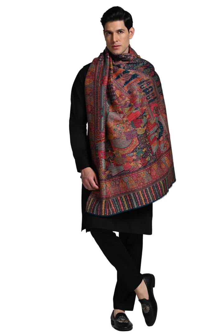 Taroob Gift Set of Royal Mughal Darbar Wool Kaani Shawl for Him or Her ( Unisex Shawl )