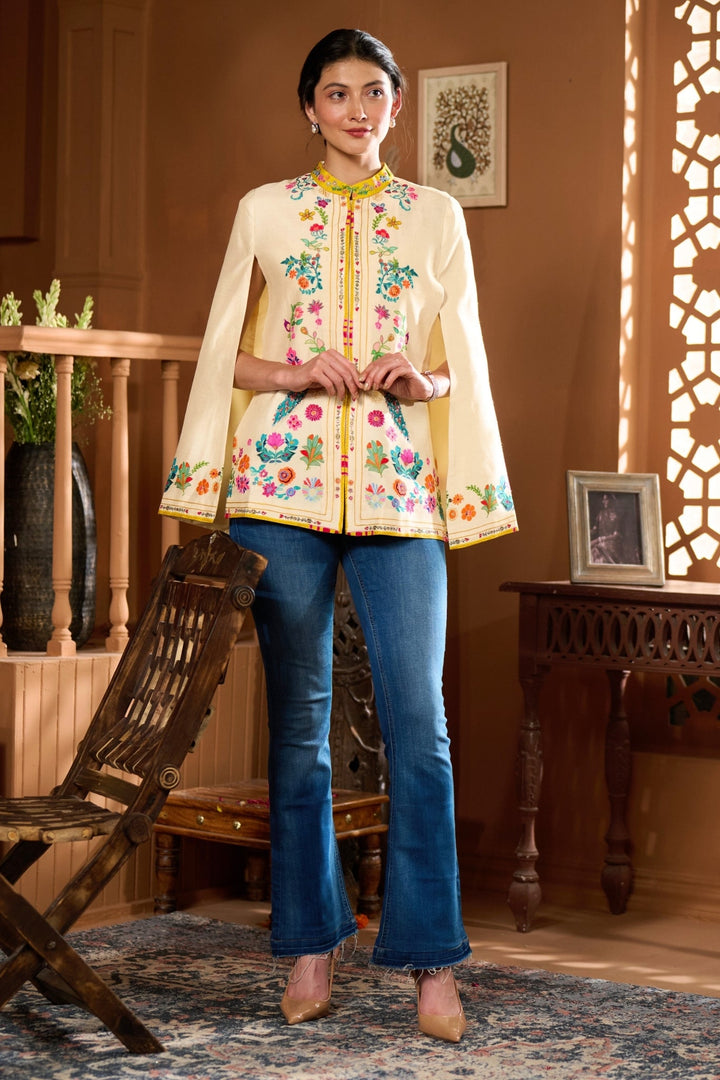 Taroob Dancing Feathers Kalamkari Cape