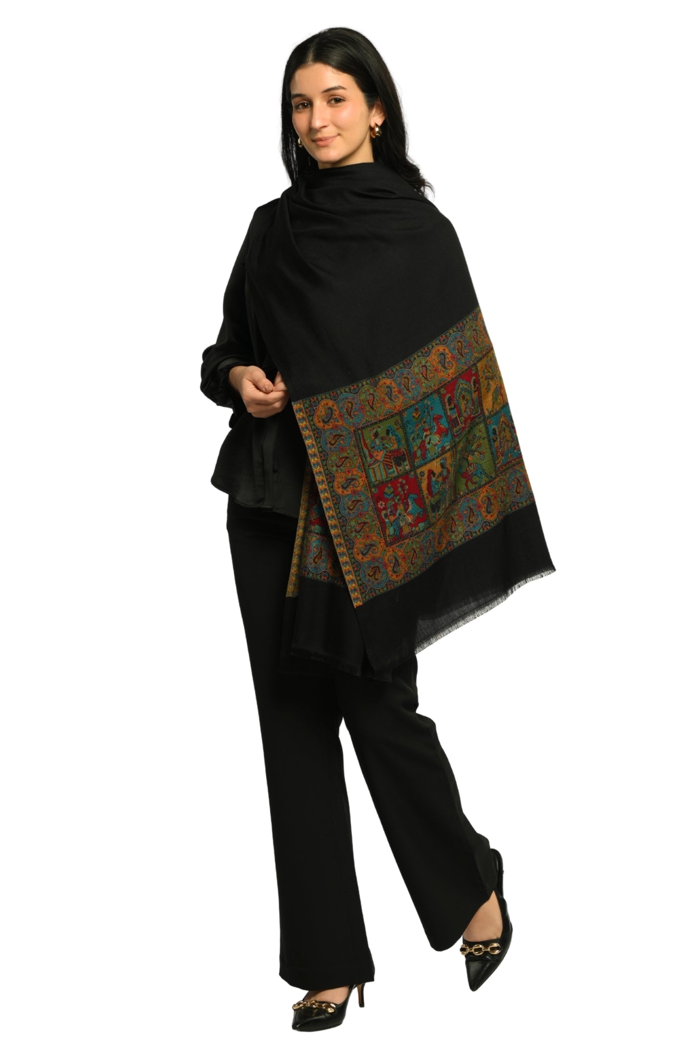Taroob Darbar Kaani Border Silk Stole
