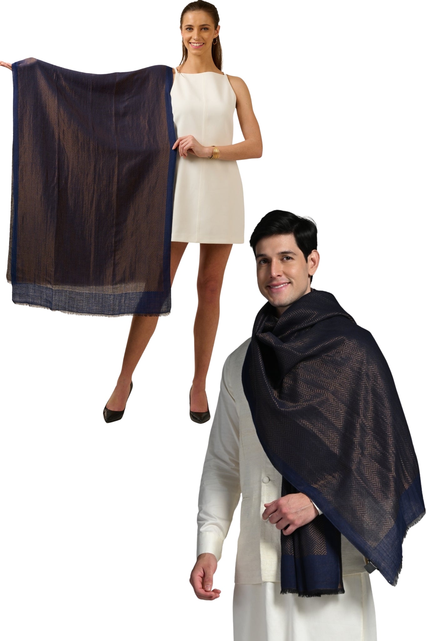Taroob Gift Set of Unisex Wool Zari Stole for Him or Her