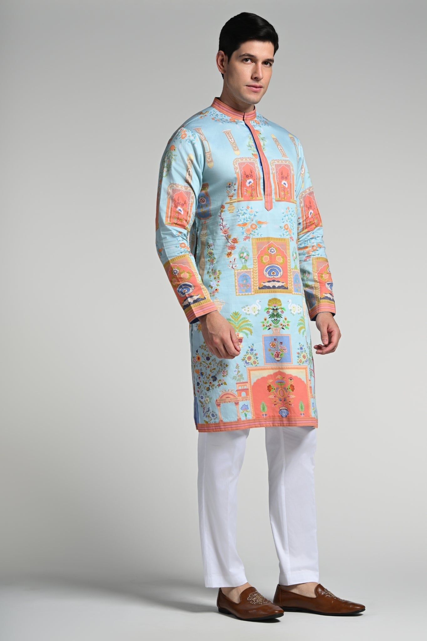 Taroob Printed Raj Mahal Kurta Pajama Set