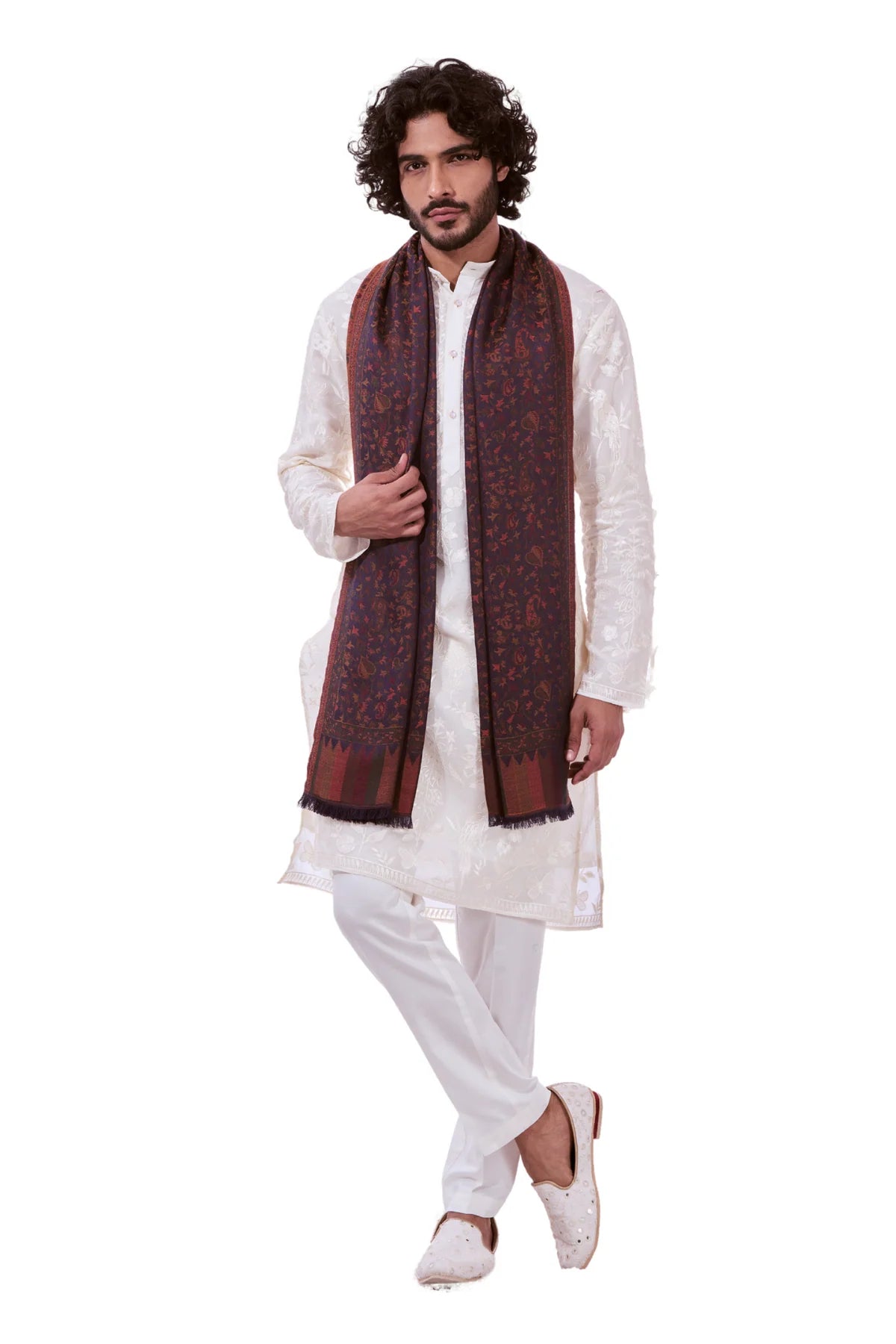 Navy Silk Jamawar Stole - Unisex Gift Box - NEW LAUNCH - TAROOB