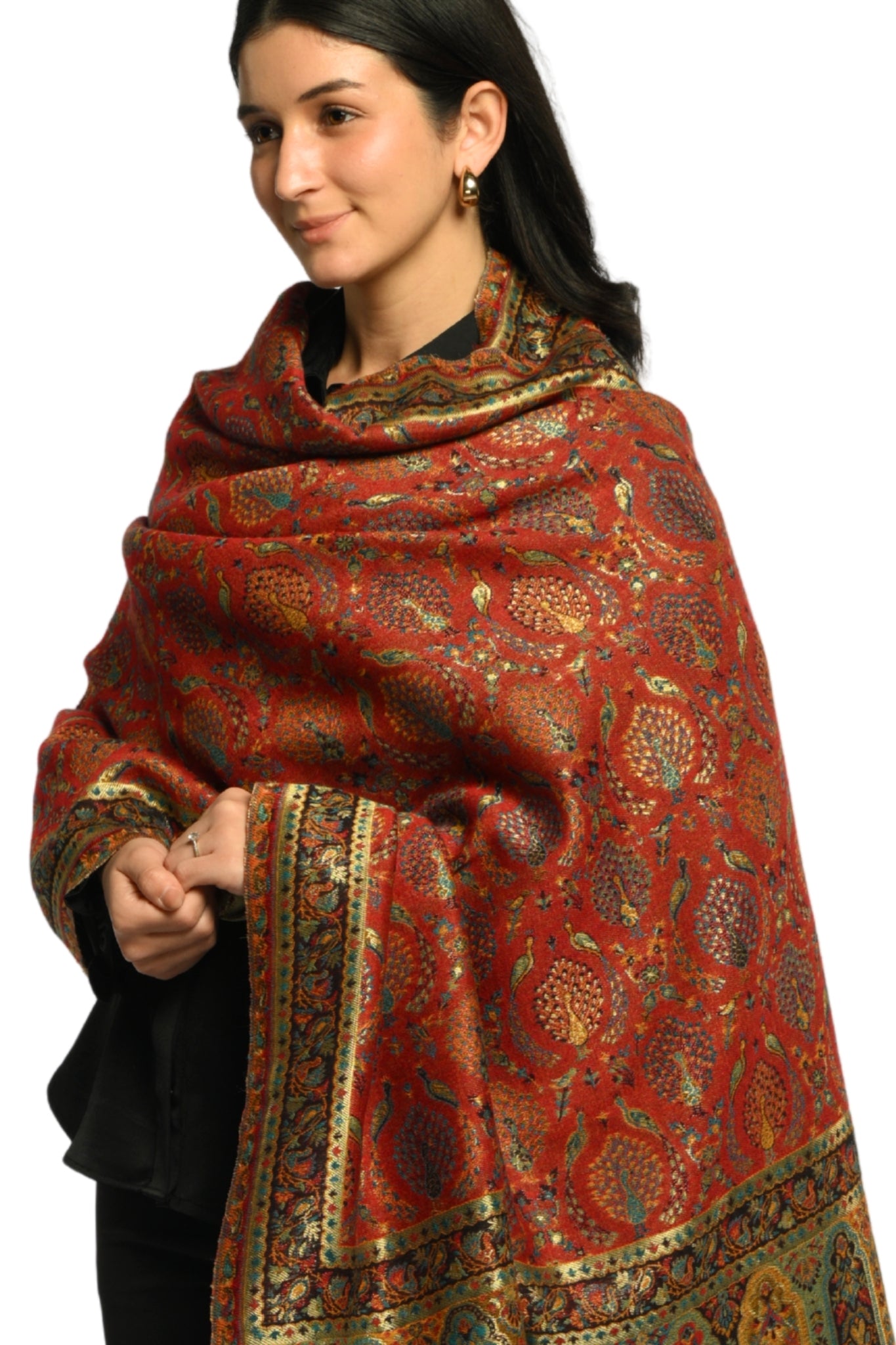 Taroob Peacock Garden Resham Shawl