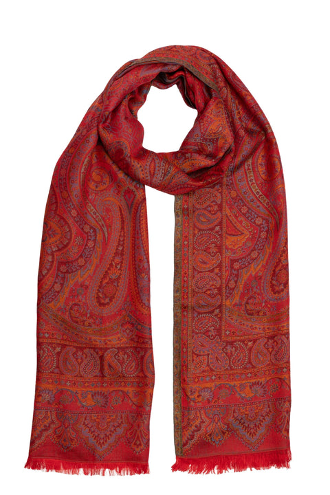 Bold Red Silk Jamawar Stole – Men's Silk Jamawar Stoles | Taroob