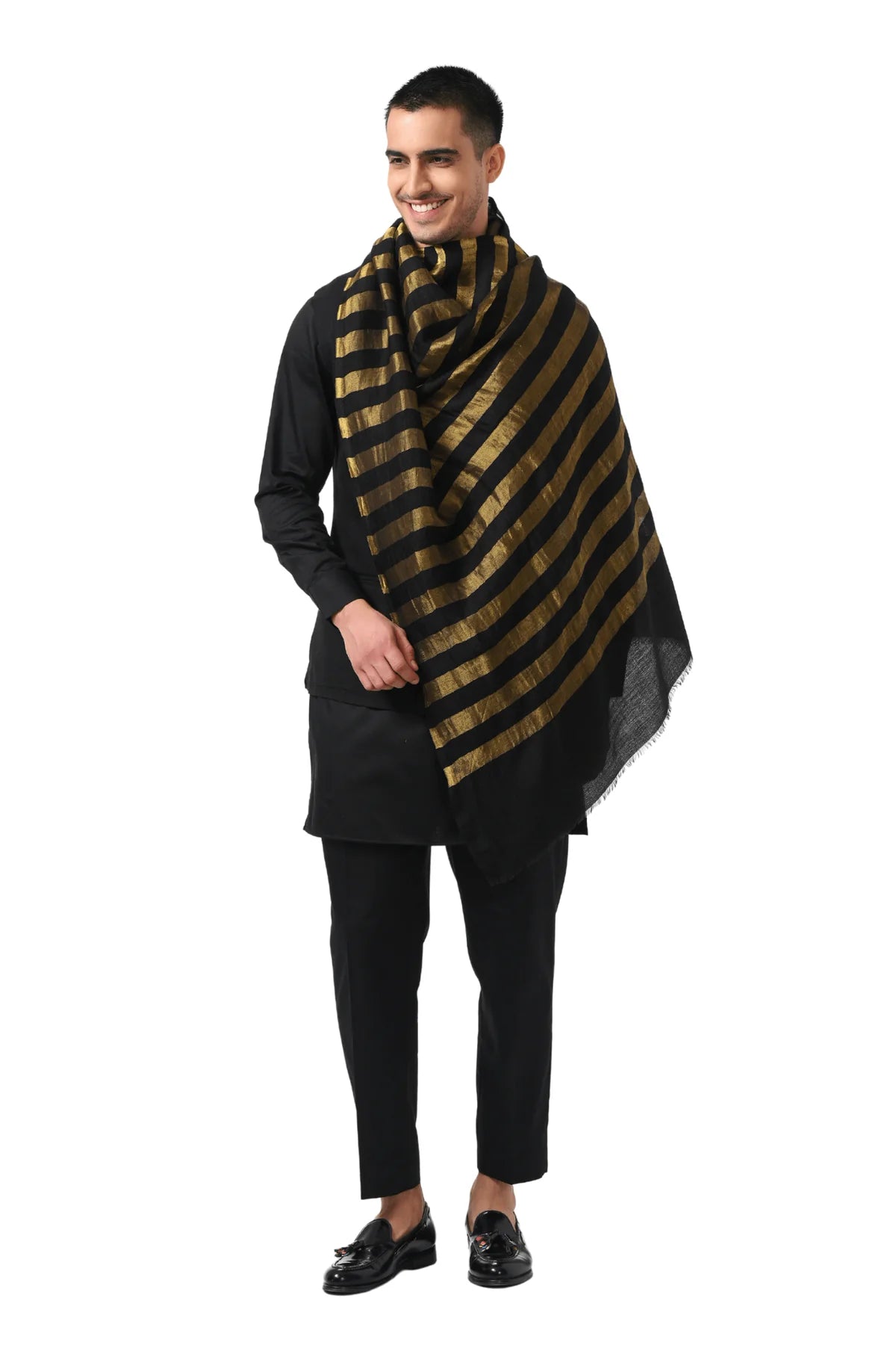 His & Her Gift Set of Men's Zari Striper Stole & Women's Embroidered Stole – Gift Boxes for His & Her – View 5 | Taroob