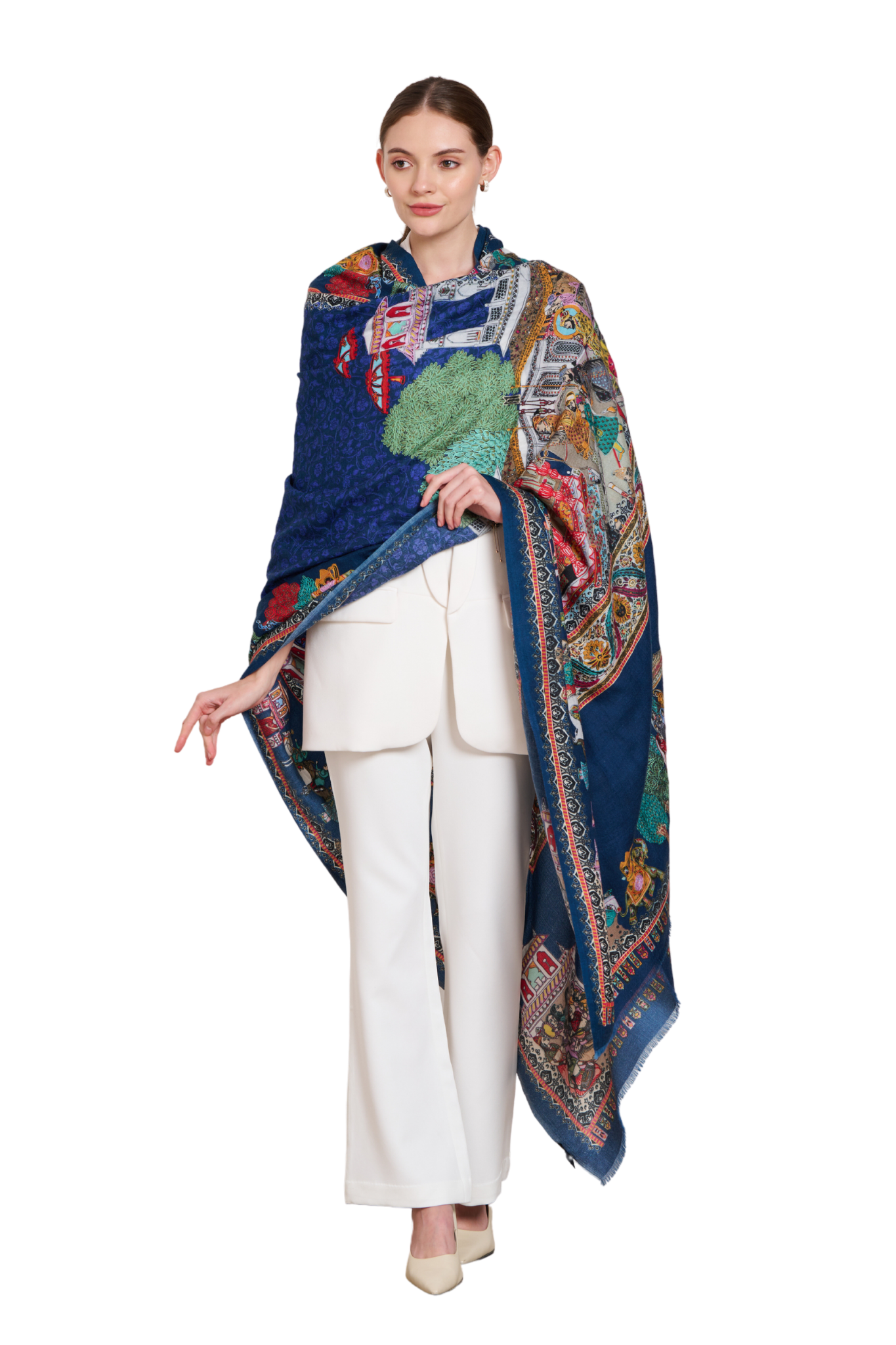 Oriental Women's Kalamkari Wool Shawl – View 5 | Taroob