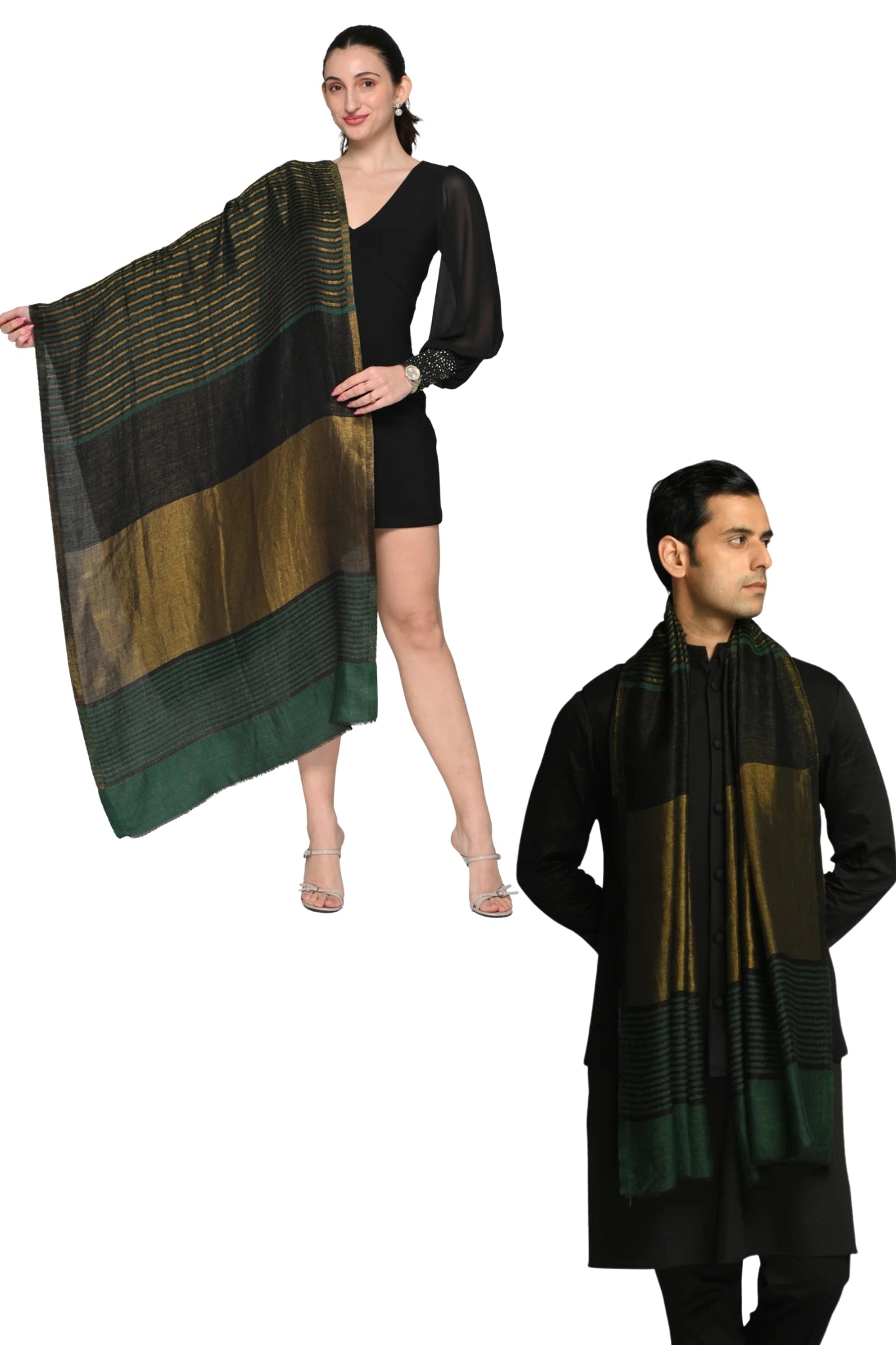 Taroob Gift Set of Unisex Wool Zari Stole for Him or Her