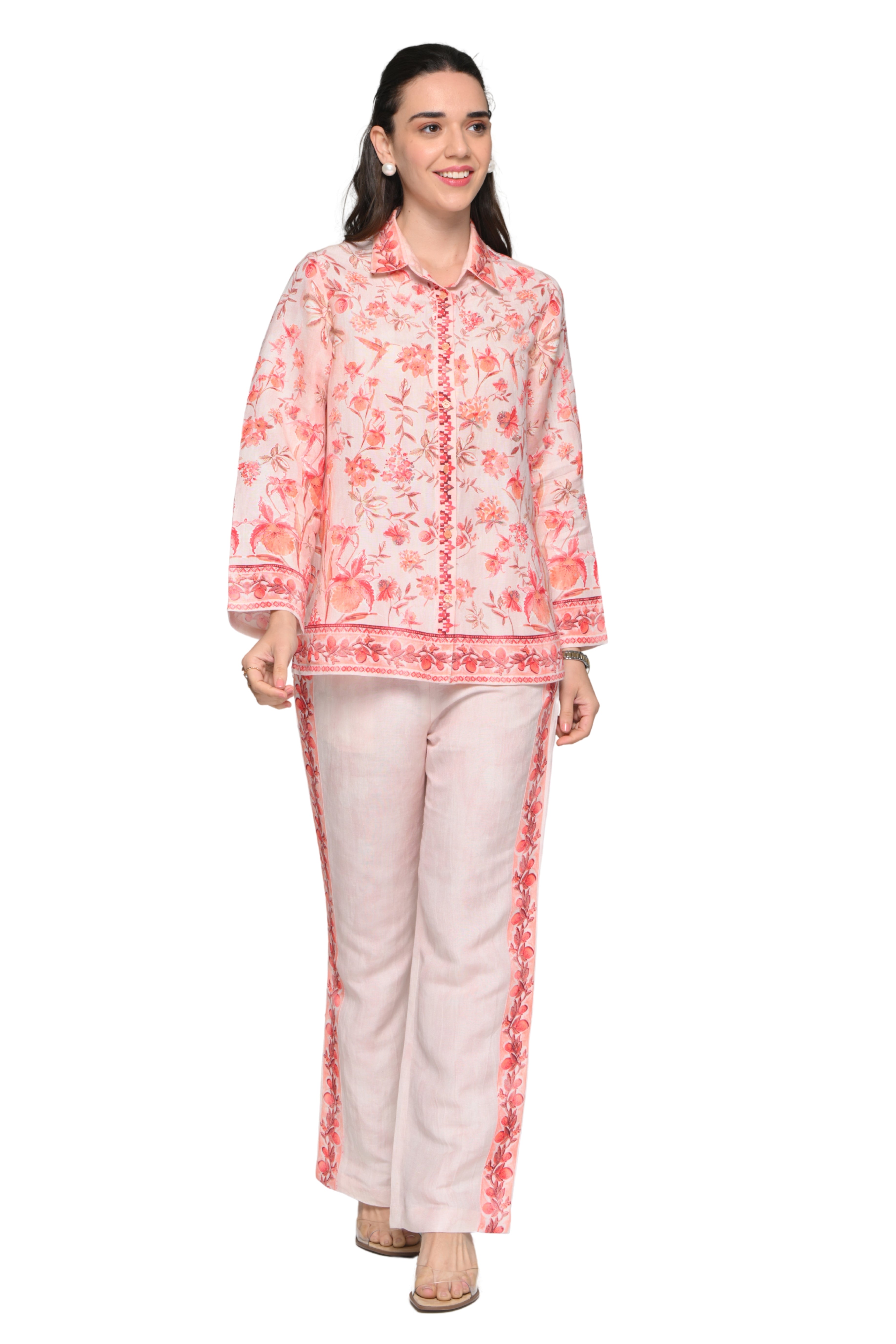 Taroob Mono-tone Garden Rhapsody Linen Co-ord Set