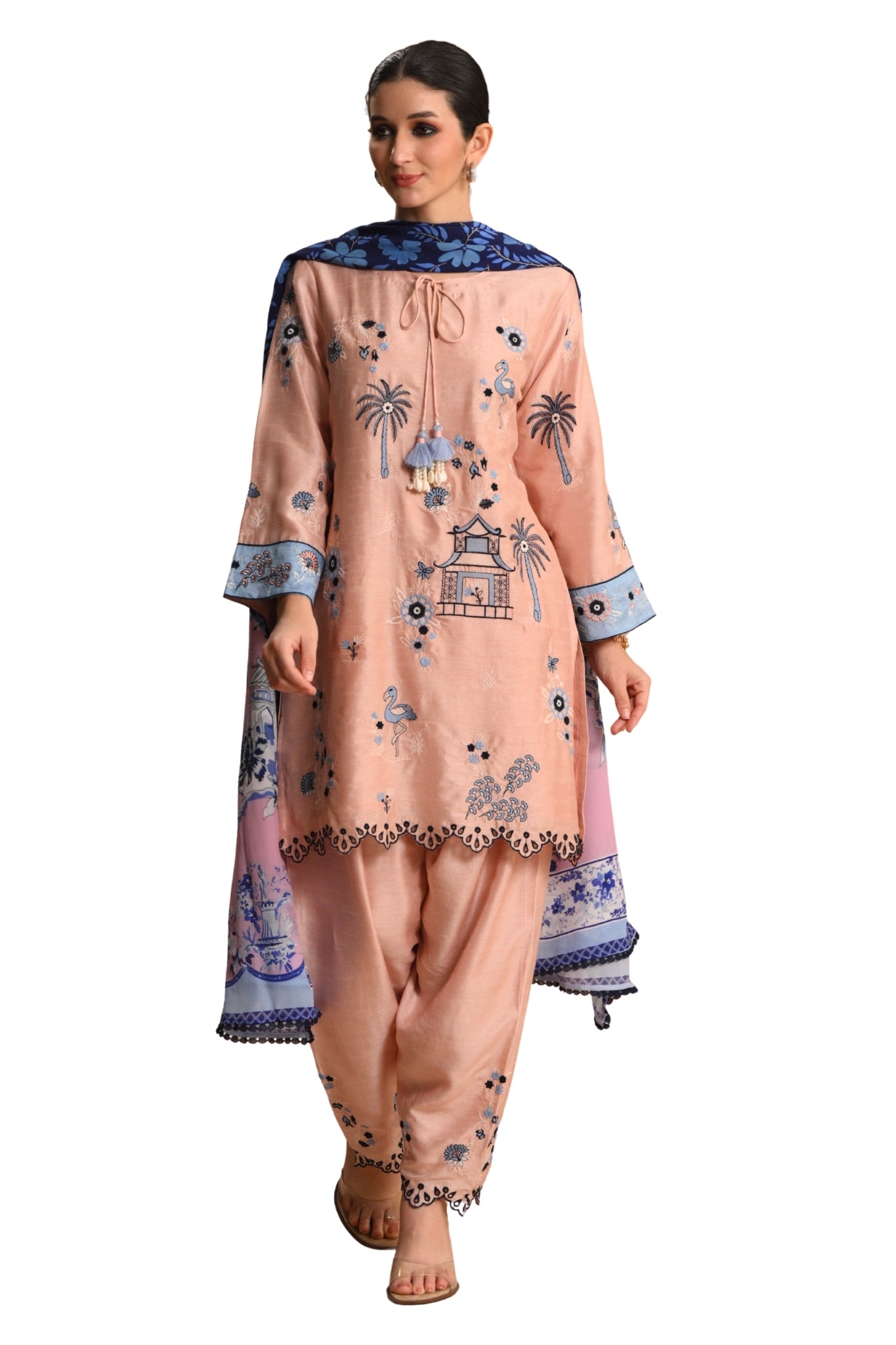 Pink Gulrukh Embroidered Kurta Set Tarob