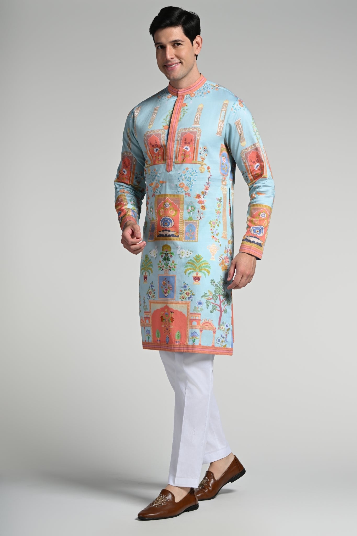 Taroob Printed Raj Mahal Kurta Pajama Set