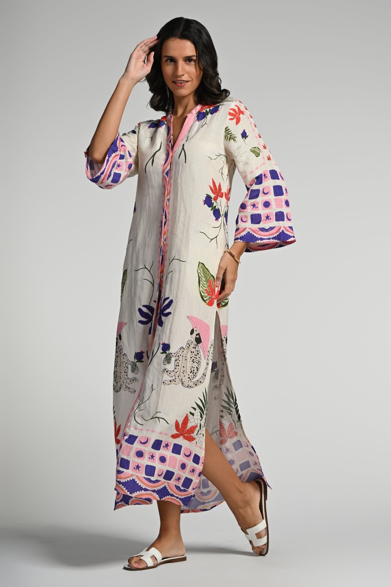 Taroob Monkey Pop Linen Maxi Dress