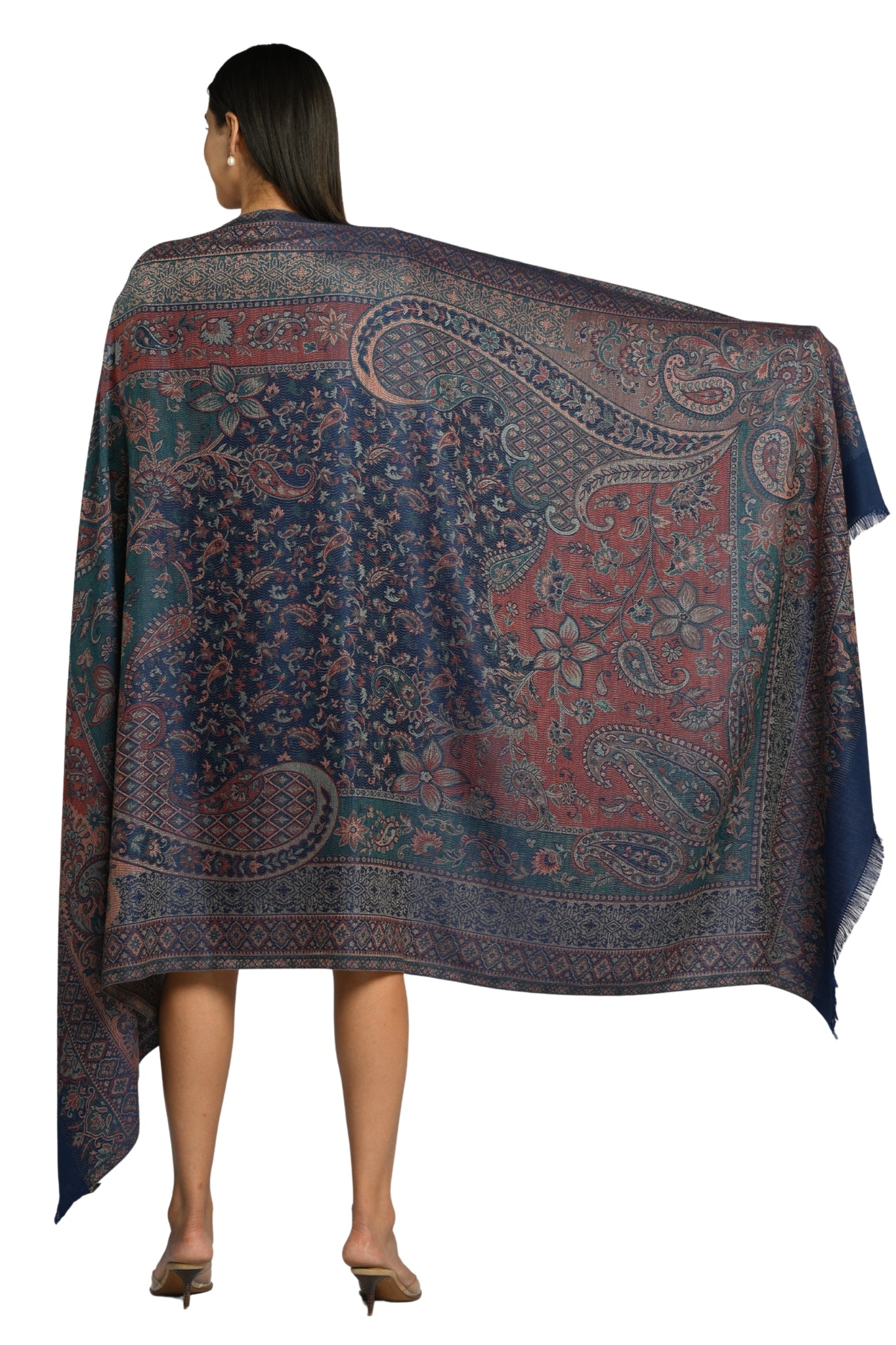 Taroob Faux Pashmina Antique Jamawar Shawl