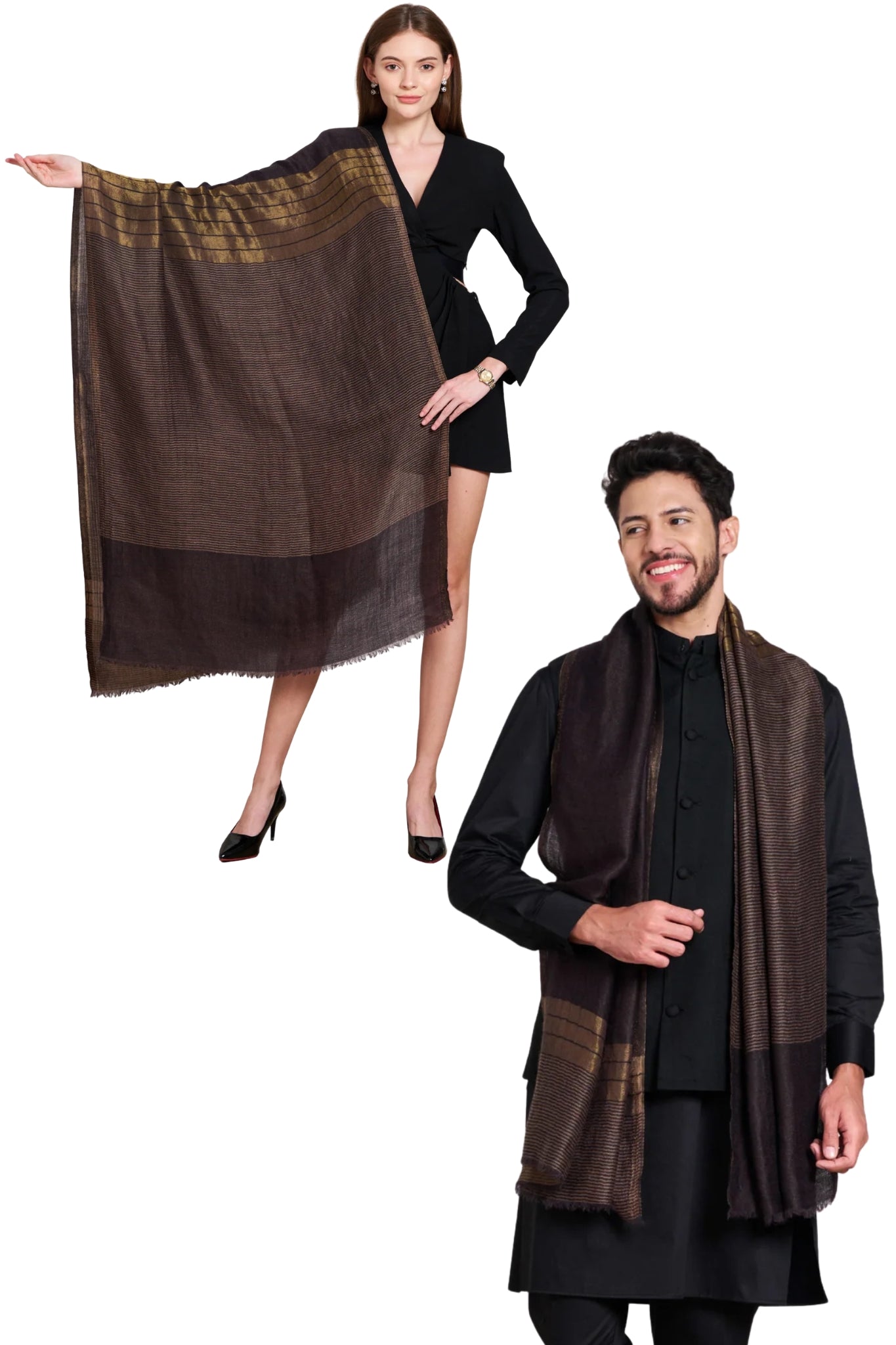 Taroob Gift Set of Unisex Wool Zari Stole for Him or Her