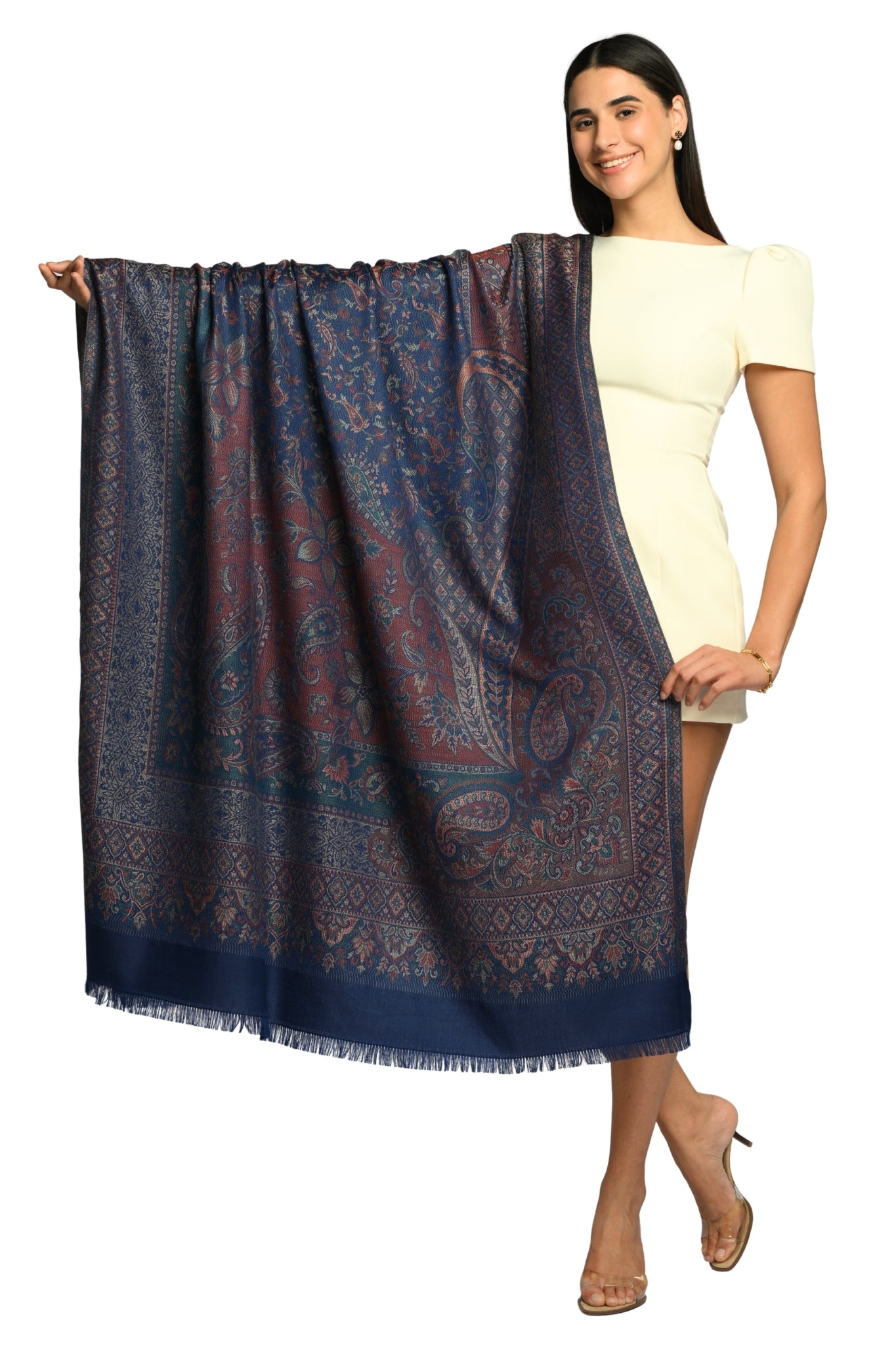 Taroob Faux Pashmina Antique Jamawar Shawl