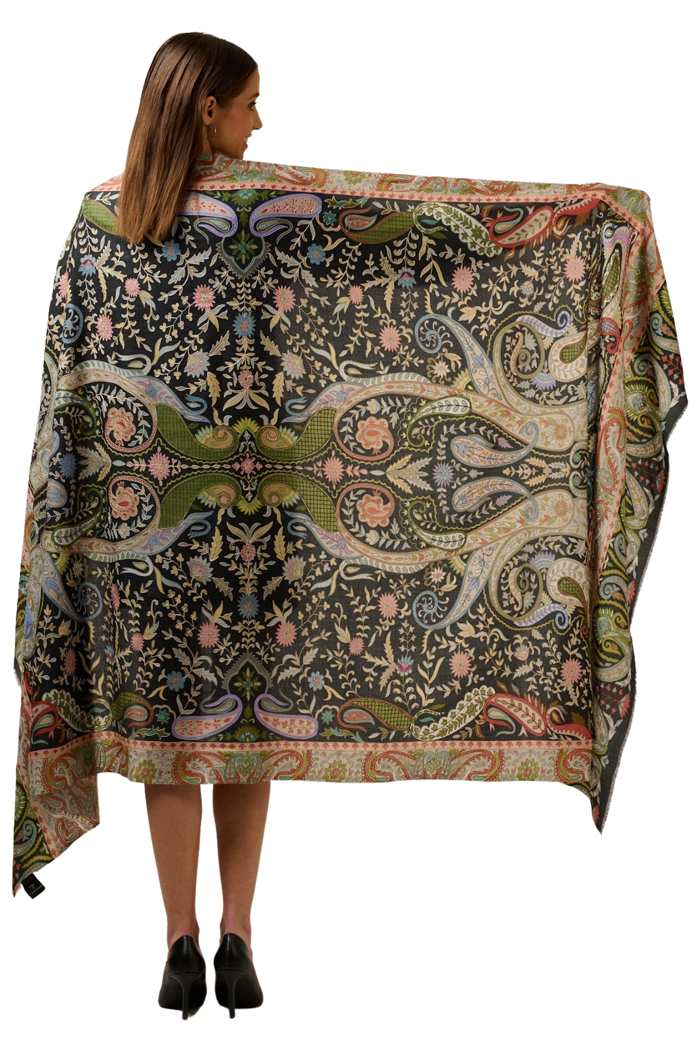 Taroob Soft Wool Kashmiri Kalamkari Embroidered Shawl