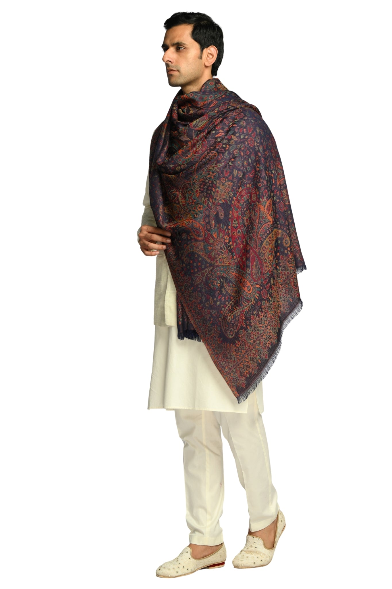Taroob Vintage Paisley Kashmiri Silk Jamawar Shawl