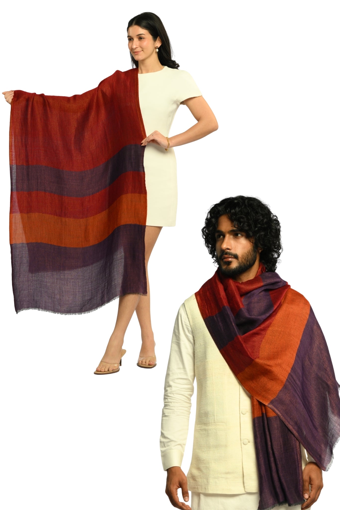 Taroob Gift Set of Unisex Wool Zari Stole for Him or Her
