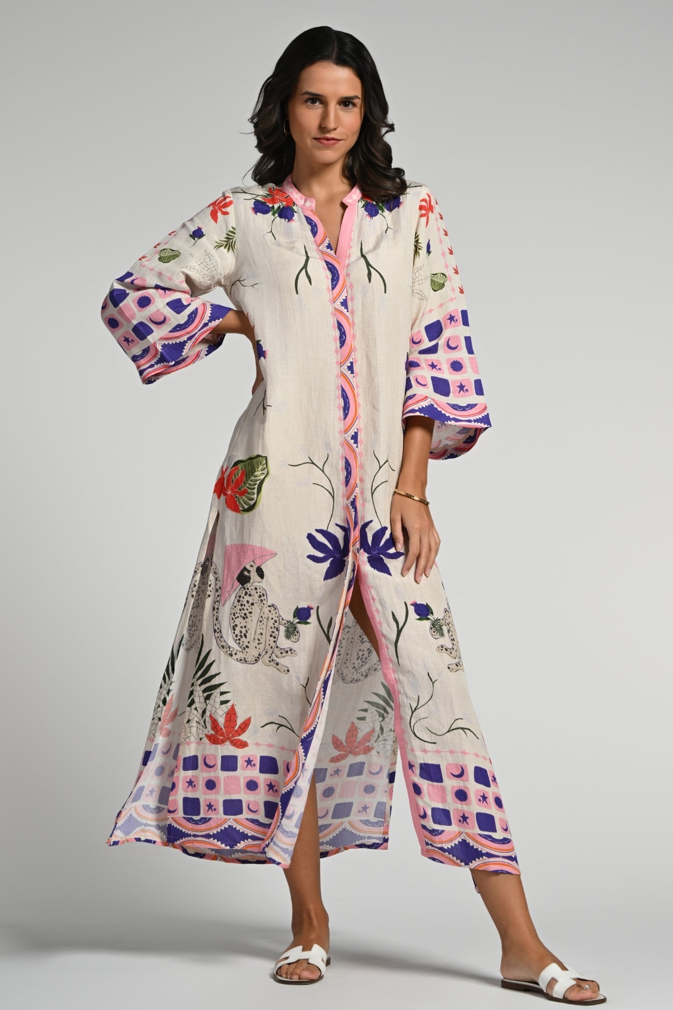 Taroob Monkey Pop Linen Maxi Dress