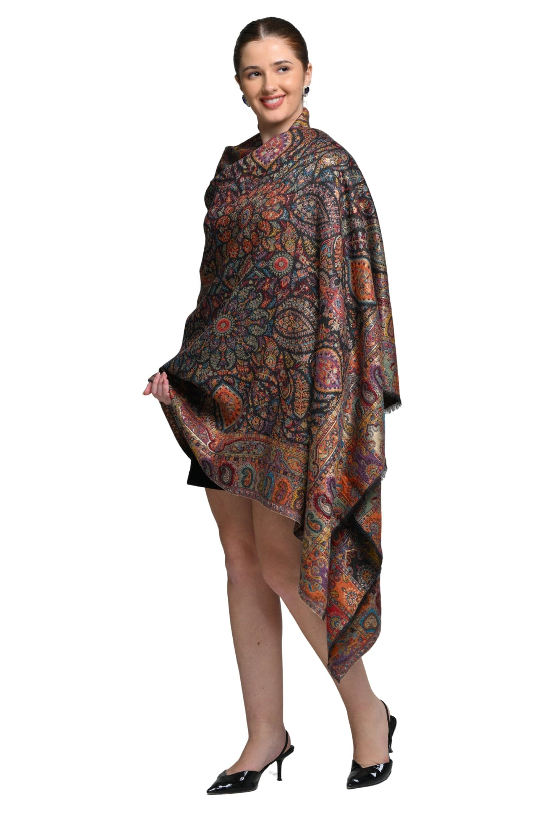 Taroob Regal Kashmiri Resham Reversible Shawl