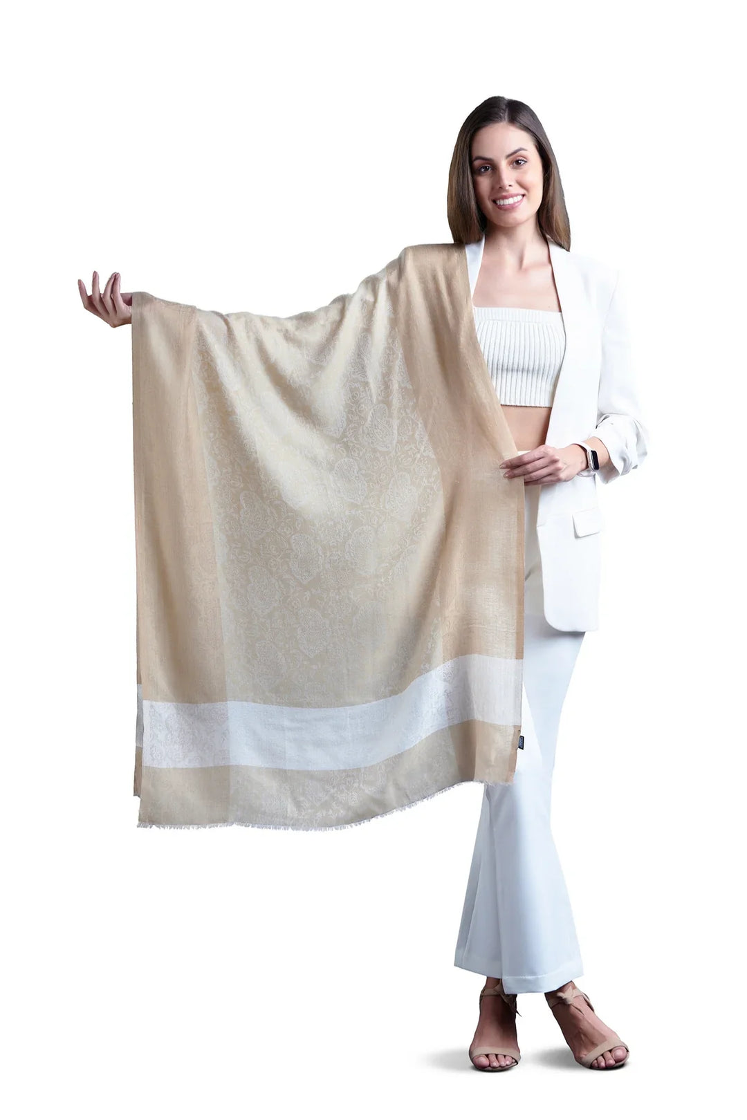 Taroob Couple Gift Set of Fine Wool Stole for Her & Jamawar Stole for Him