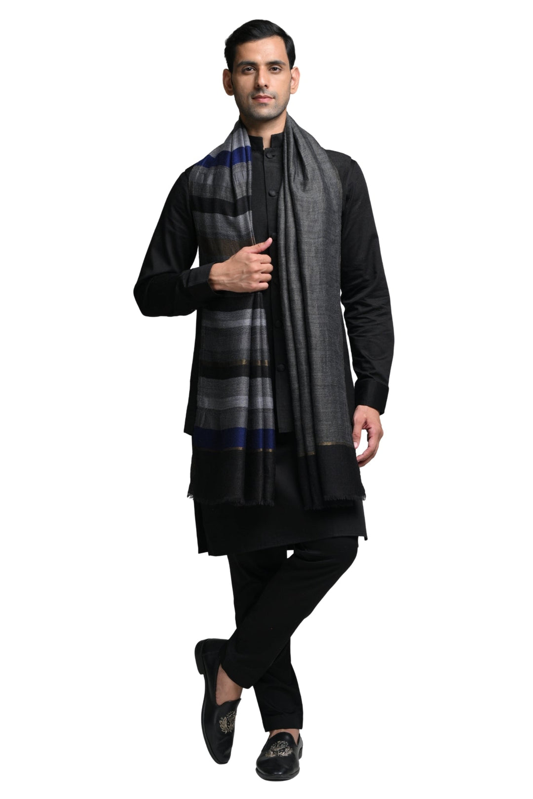 Taroob Handwoven look Fine Wool Zari Stole