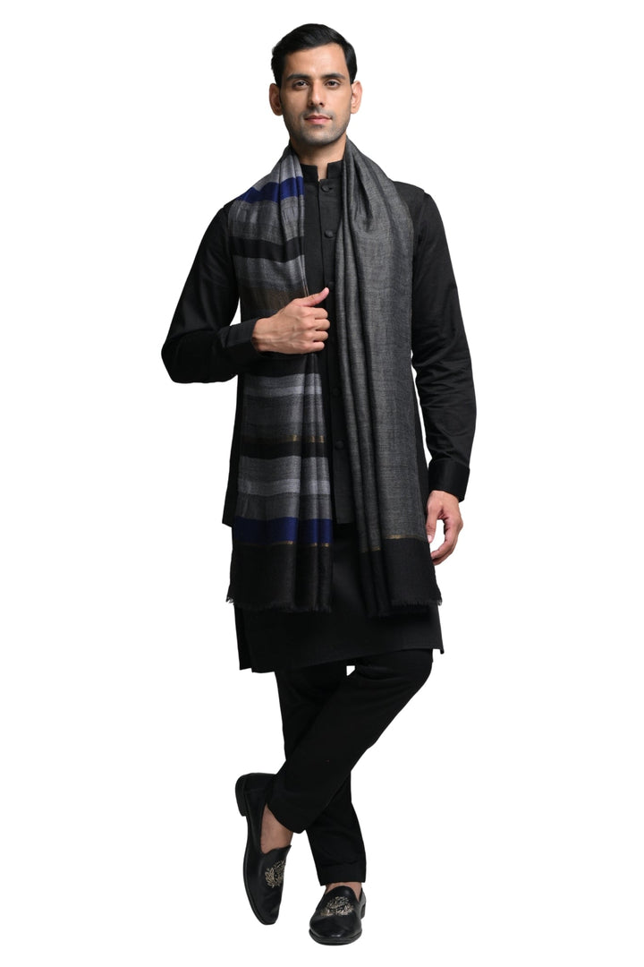 Taroob Handwoven look Fine Wool Zari Stole